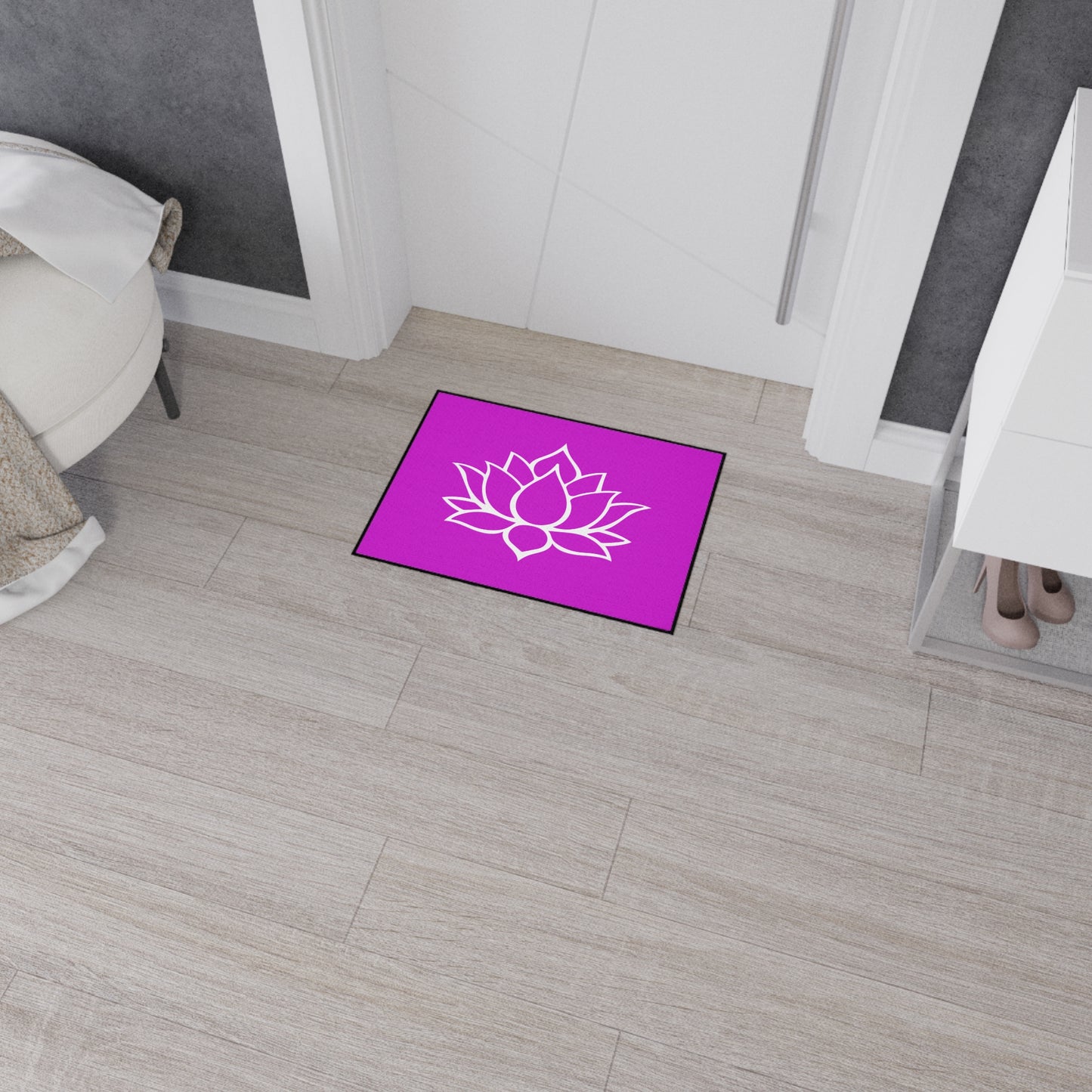 Decorative Heavy Duty Non-Slip Floor Mat Stylish Design Perfect for Entryway Kitchen Décor Pink Lotus Blossom Floral Design Rug Bath Mat