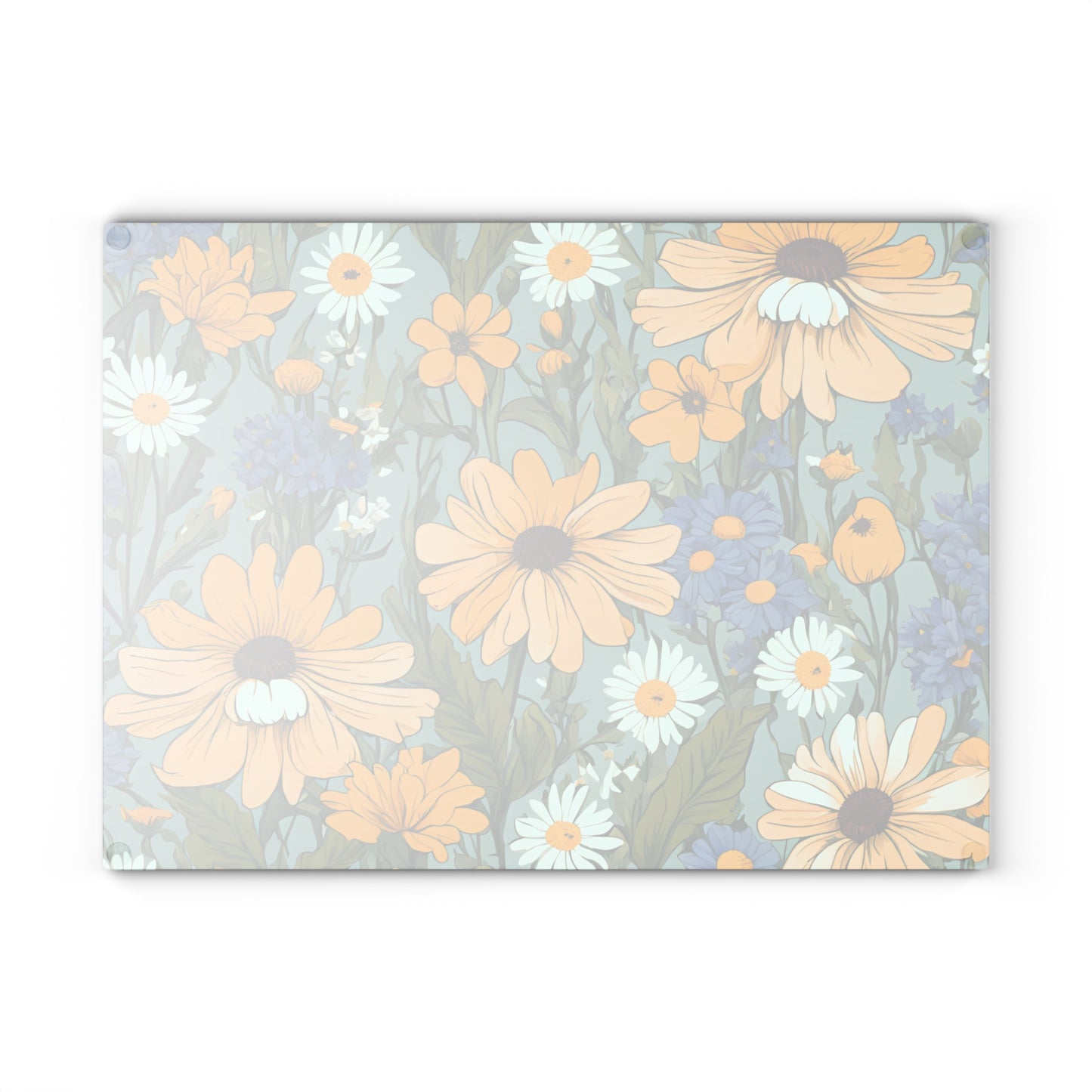 Kitchen Decor Glass Cutting Board Serving Tray with Daisy Flower Design Cutting Board Gift for Home Cook Charcuterie Board
