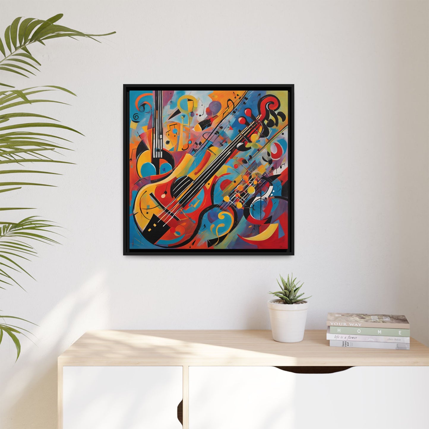 Modern Music-Themed Print Abstract Design Unique Framed Canvas Print Guitar Wall Art Music Lover Gift Decor 3 frame colors
