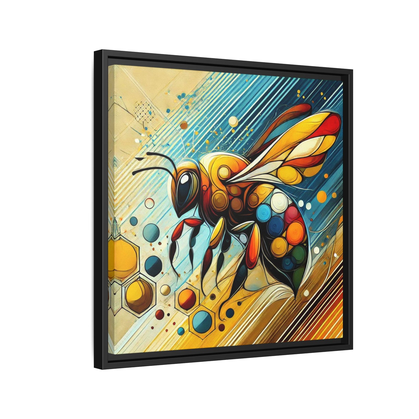 Modern Bee Print Abstract Design Unique Framed Canvas Print Insect Lover Wall Art Animal Lover Gift Nature Lover Decor 3 frame colors