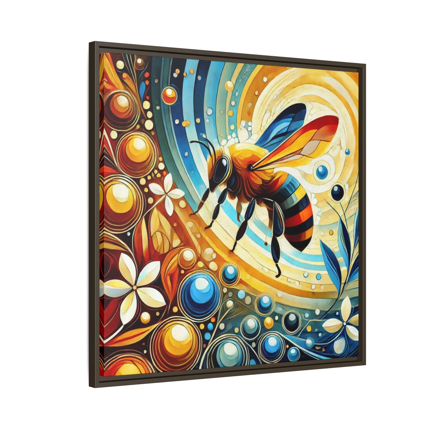 Modern Bee Print Abstract Design Unique Framed Canvas Print Insect Lover Wall Art Animal Lover Nature Lover Decor 3 frame colors