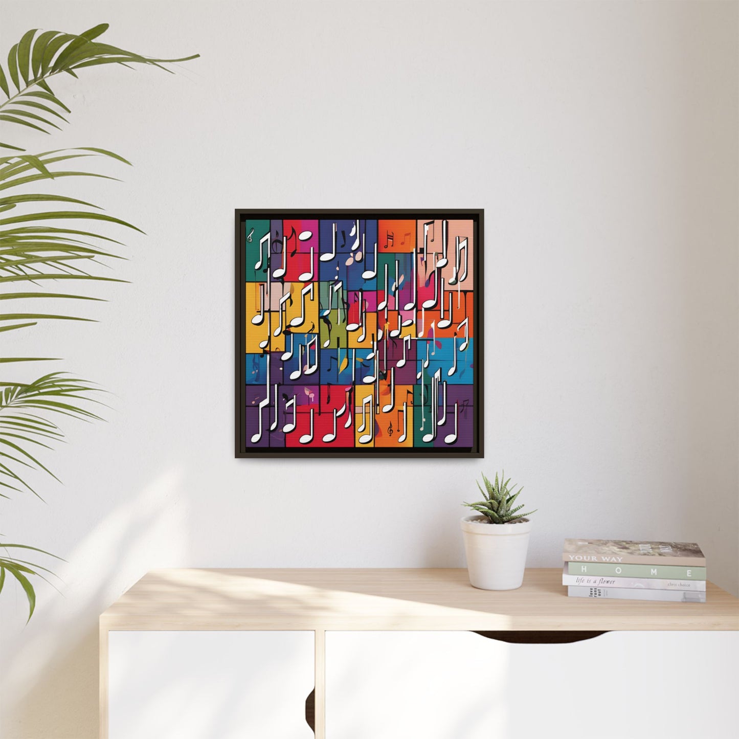 Modern Music-Themed Print Abstract Design Unique Framed Canvas Print Treble Clef Note Wall Art Music Lover Gift Decor 3 frame colors