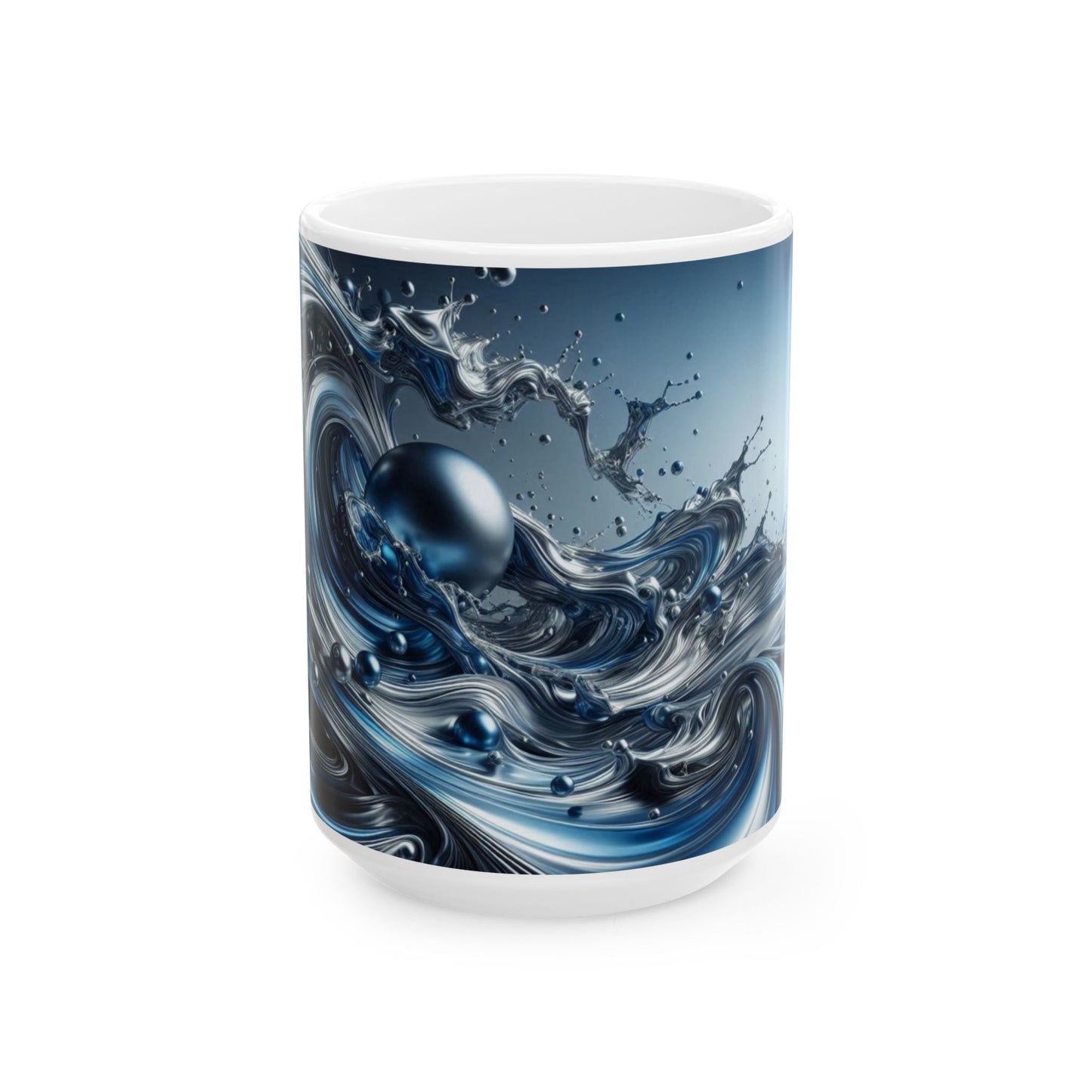 Ceramic Coffee Mug Modern Liquid Metal Wave Design Mug Tea Cup Oceanic Swirl Design Salt Life Surfer Ceramic Mug