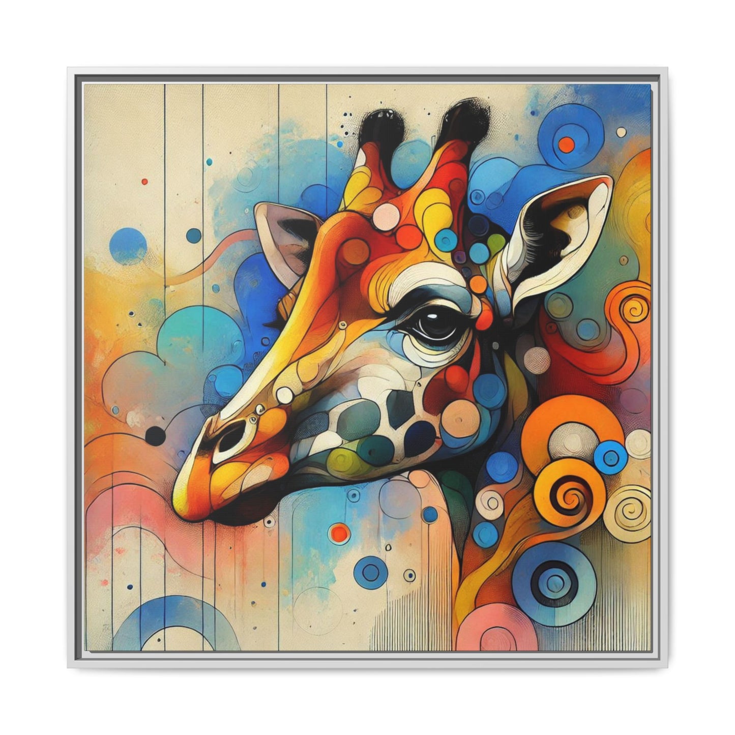 Modern Giraffe Print Abstract Design Unique Framed Canvas Print African Wall Art Animal Lover Gift Nature Lover Decor 3 frame colors