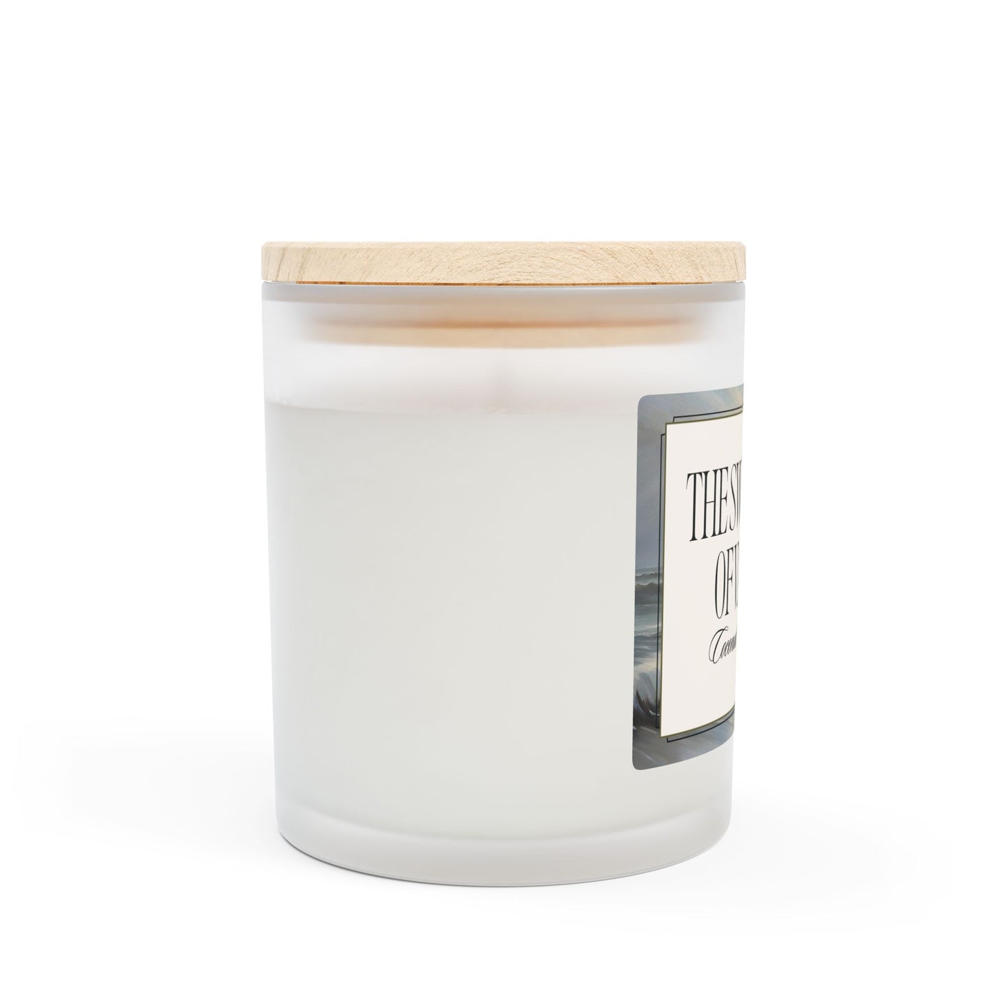 Artisanal Coconut Soy Frosted Glass Candle with Wooden Wick and Raw Maple Lid 11 oz Hand Poured Ocean Beachy Vacation Candle 50 hr burn time