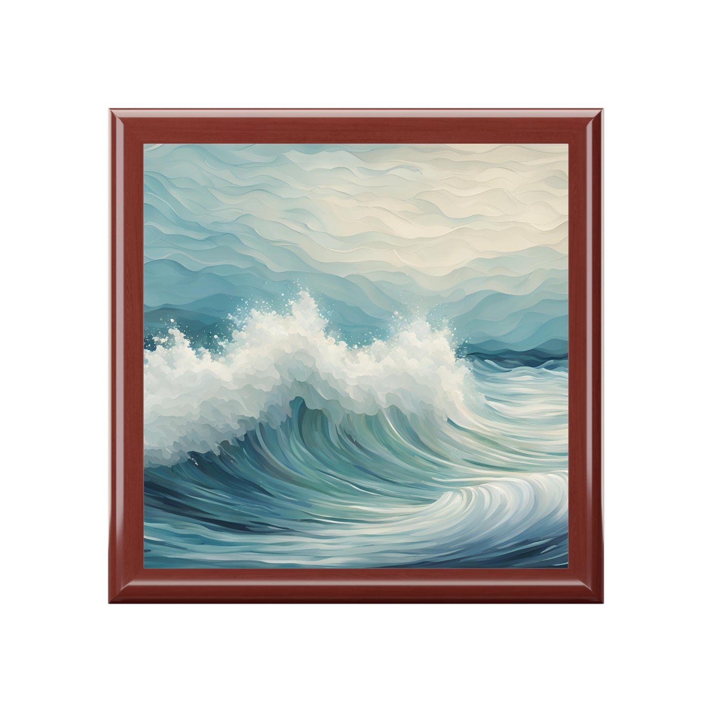 Unique Jewelry Box Ocean Waves Design Trinket Box Bedroom Dresser Beachy Decor Vanity Gift Box - 3 colors to choose from