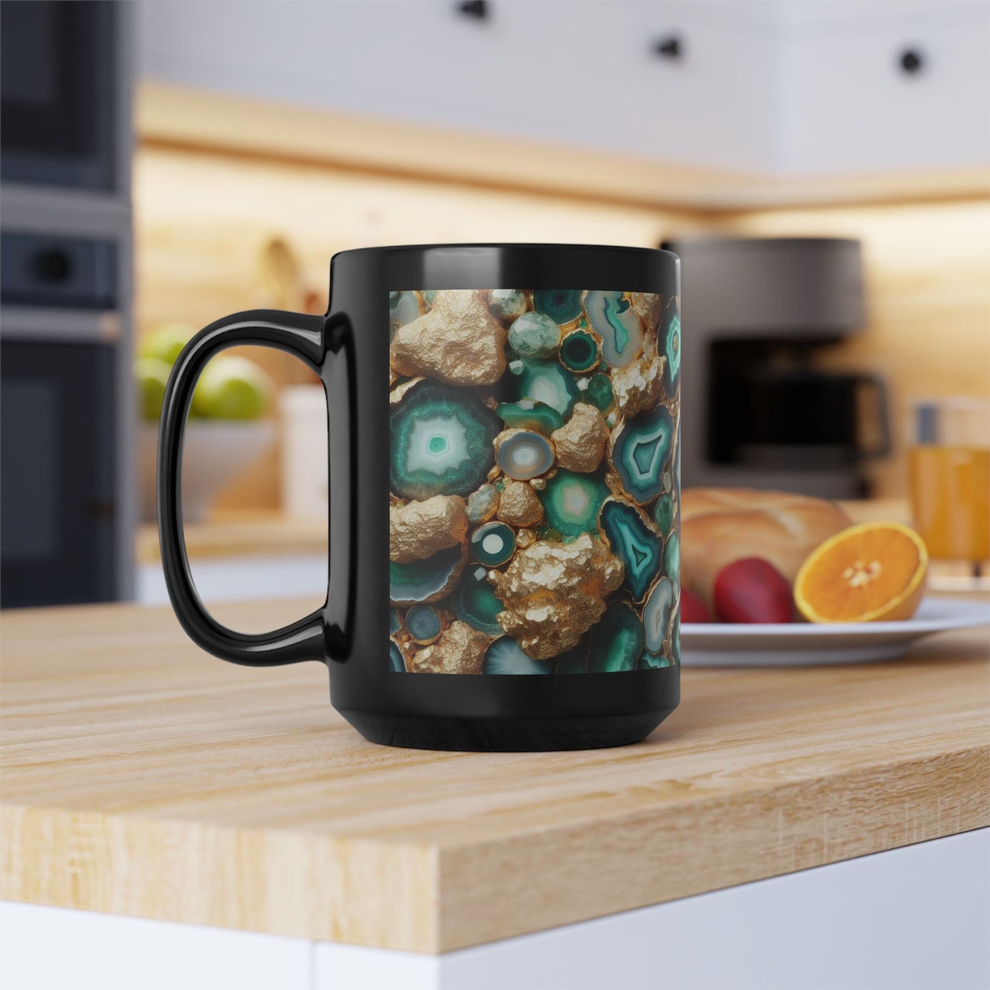 Ceramic Coffee Mug Quartz-Inspired Agate Image Nature Lover Ceramic Unique Colorful Teacup Geode Rock Gemstone Lover Ceramic 15 oz Mug