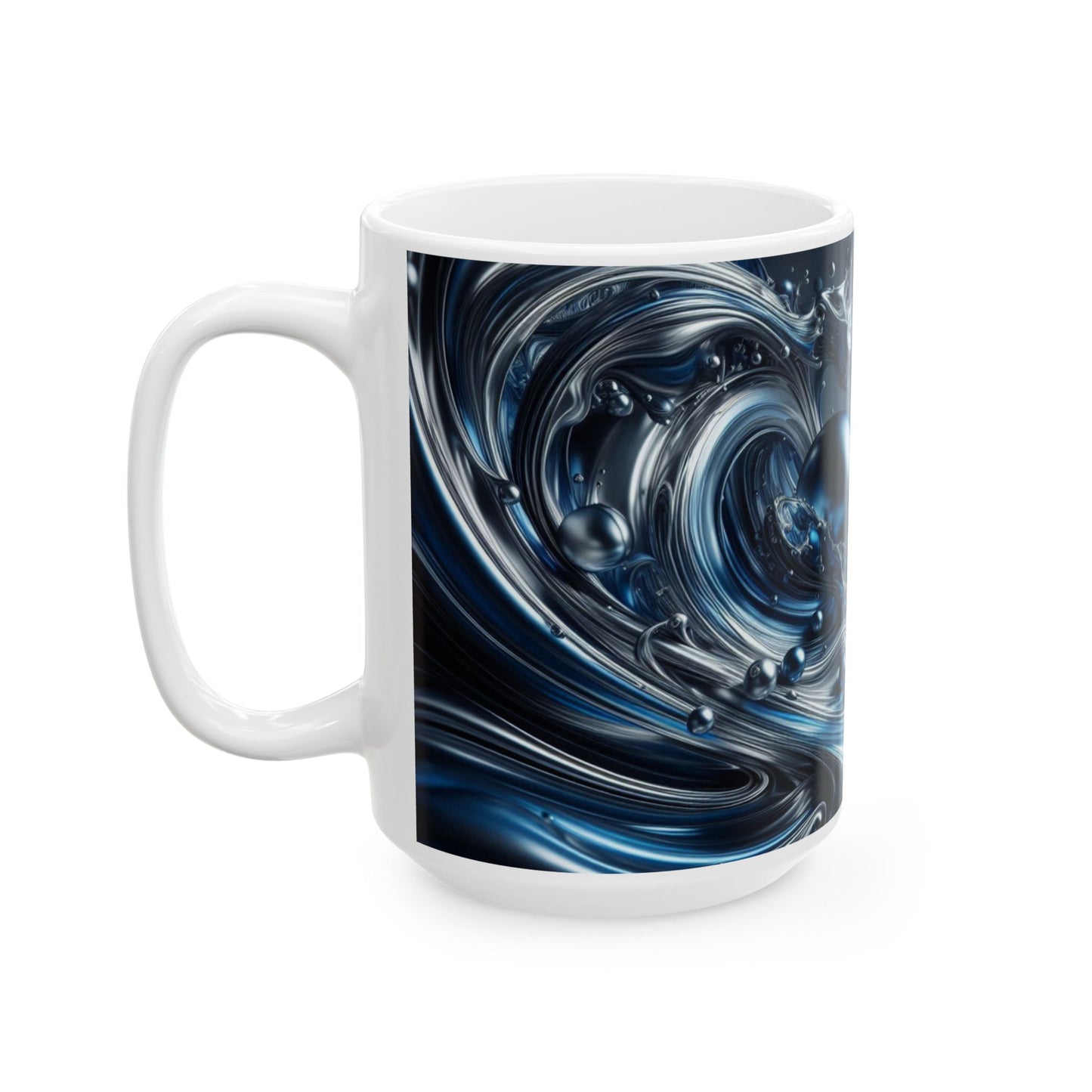 Ceramic Coffee Mug Modern Liquid Metal Wave Design Mug Tea Cup Oceanic Swirl Design Salt Life Surfer Ceramic Mug