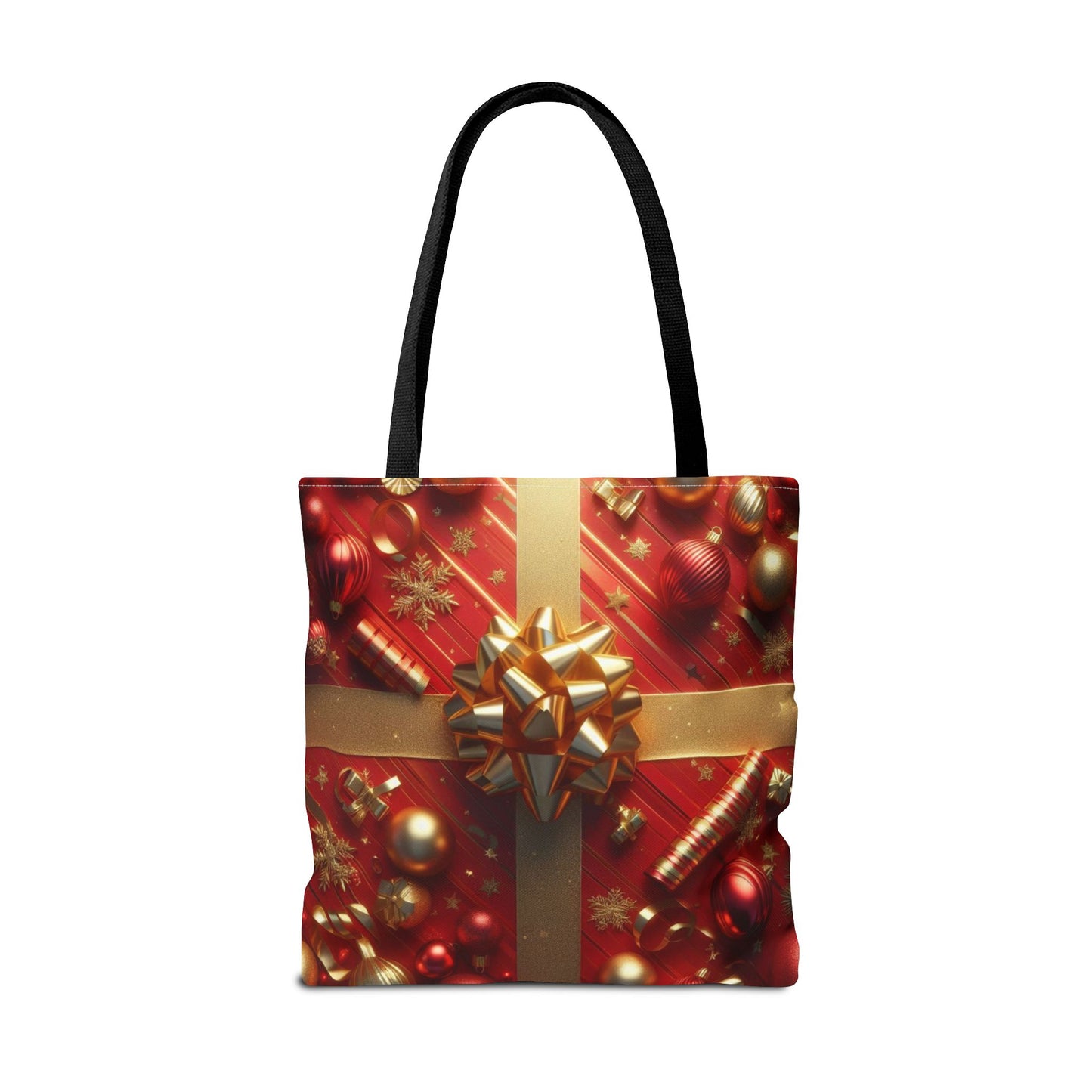 Gift Wrapped Design Christmas Tote Bag Holiday Cheer Gift Winter Accessory Reusable Winter Shopping Bag Xmas Joy Gift Unisex Bag for Him Her