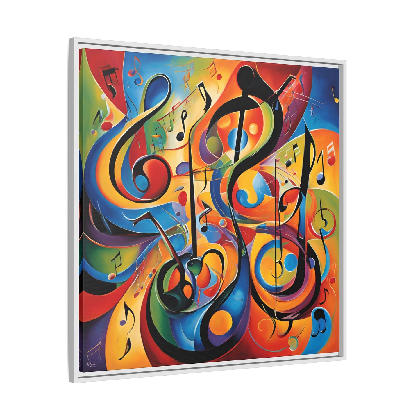 Modern Music-Themed Print Abstract Design Unique Framed Canvas Print Treble Clef Note Wall Art Music Lover Gift Decor 3 frame colors
