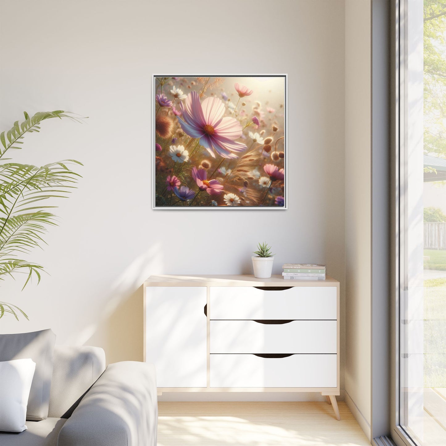 Floral Design Unique Framed Canvas Wall Art Flower Lover Gift Wildflower Artwork Nature Lover Lanscape Gift 3 frame colors