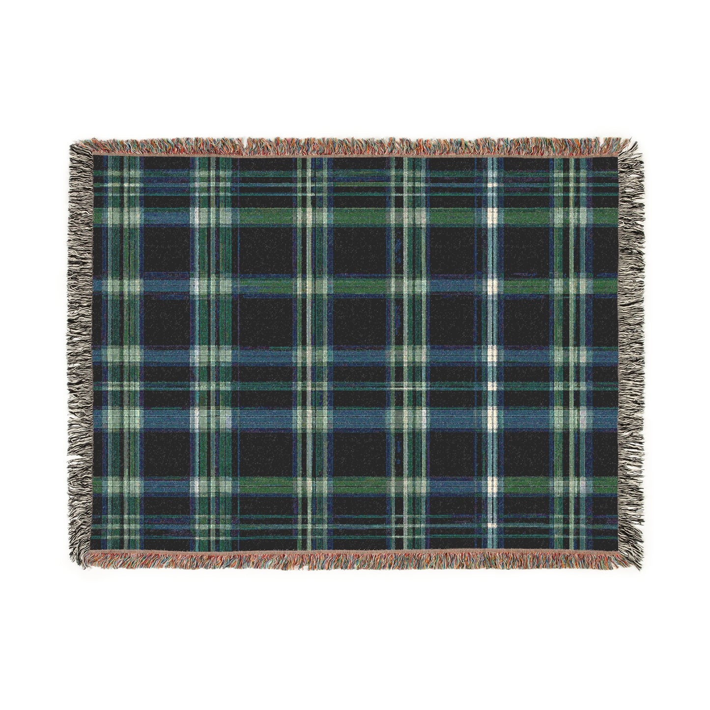 Tartan Plaid Design Cozy Reading Throw for Book Lovers Cotton Woven Fringed Picnic Blanket Wall Art