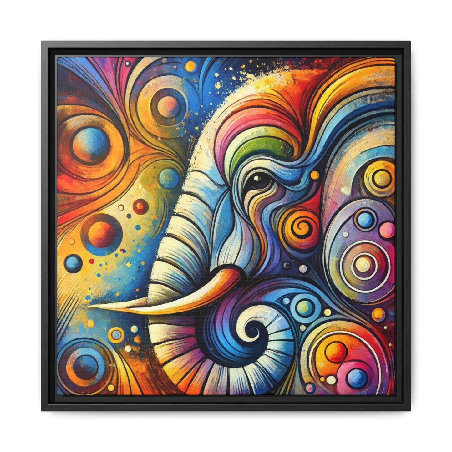 Modern Elephant Print Abstract Design Unique Framed Canvas Print African Wall Art Animal Lover Gift Nature Lover Decor 3 frame colors