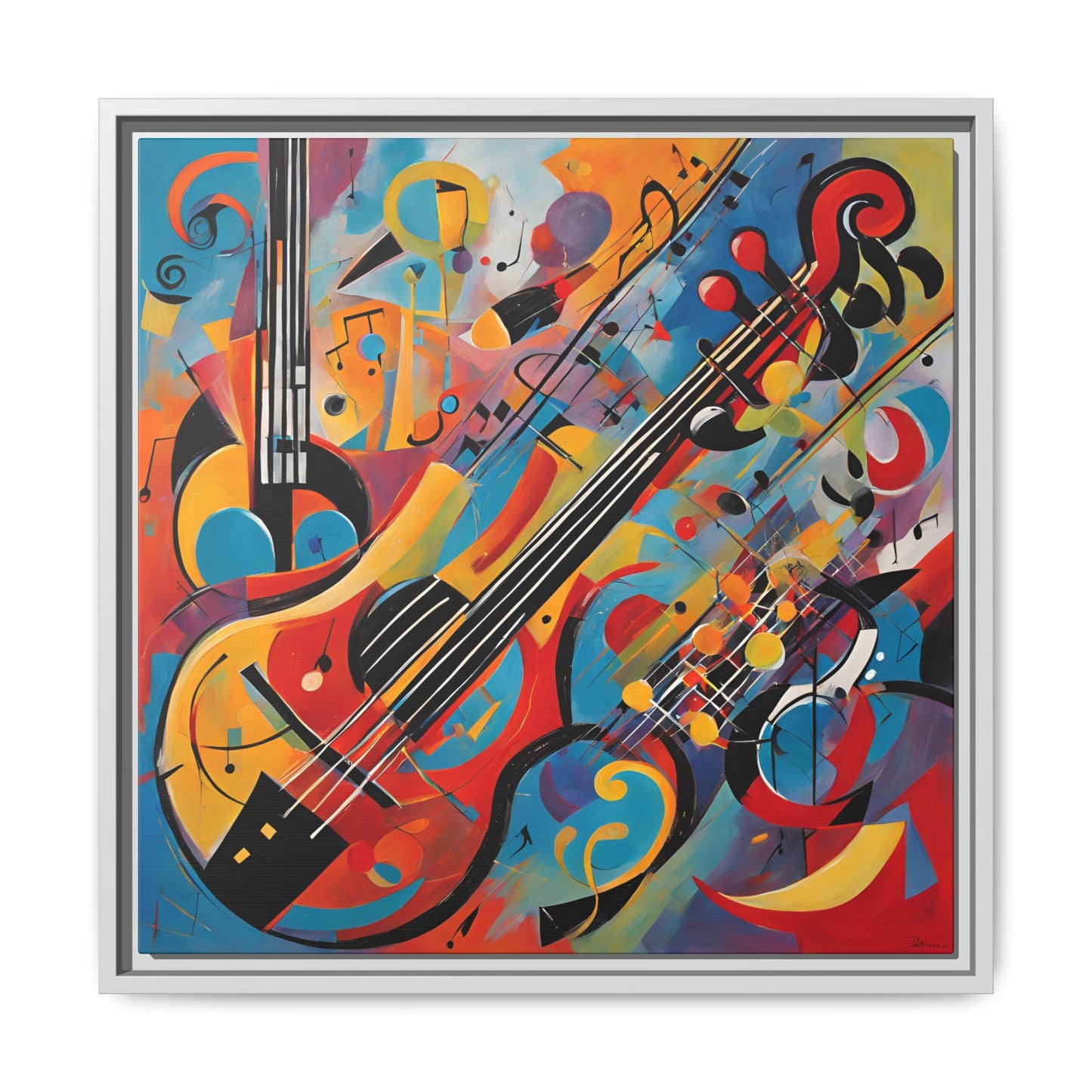 Modern Music-Themed Print Abstract Design Unique Framed Canvas Print Guitar Wall Art Music Lover Gift Decor 3 frame colors