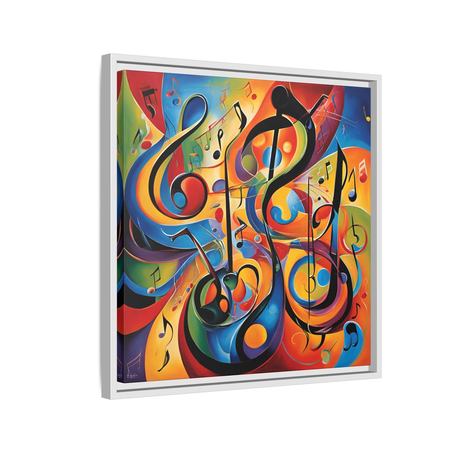 Modern Music-Themed Print Abstract Design Unique Framed Canvas Print Treble Clef Note Wall Art Music Lover Gift Decor 3 frame colors