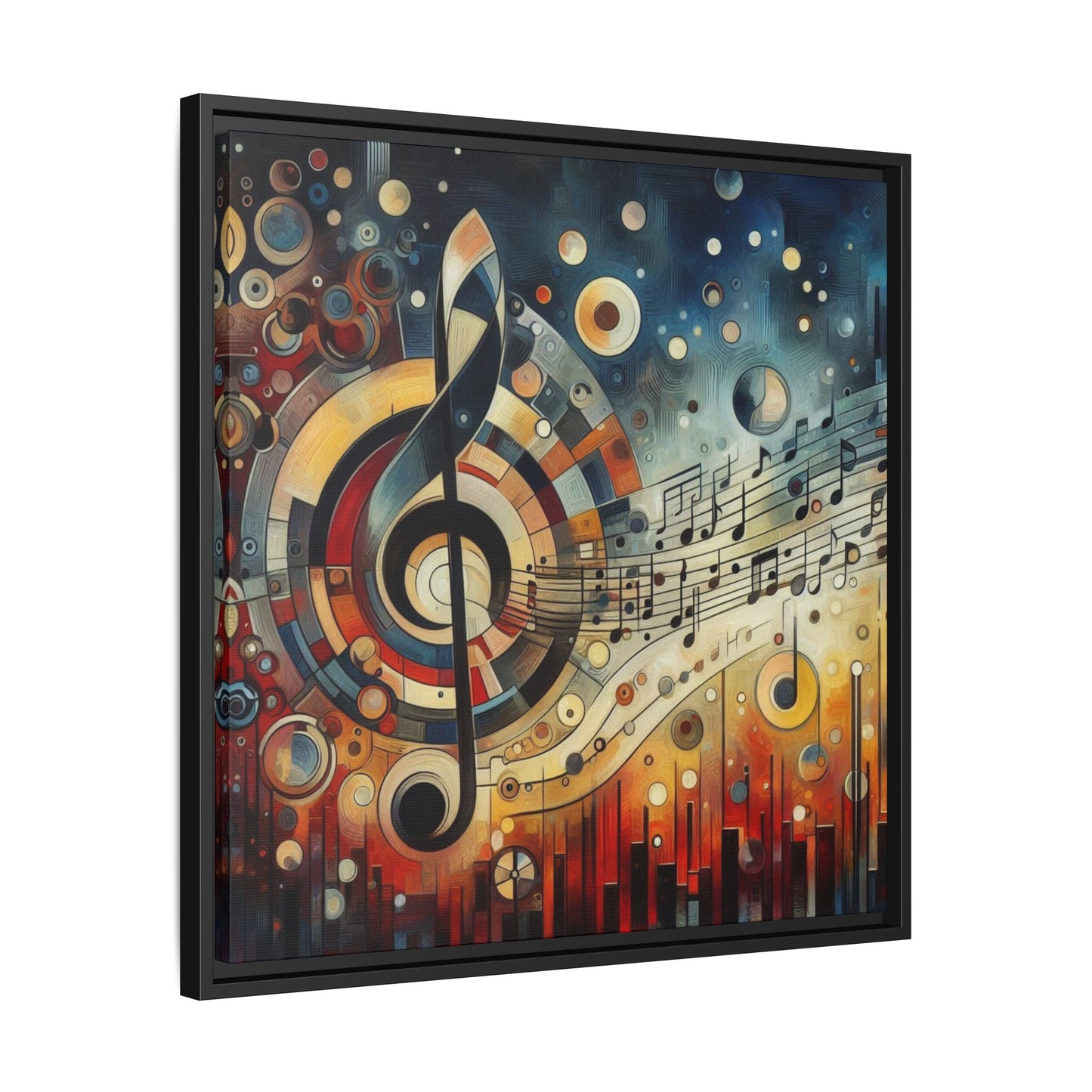 Modern Music-Themed Print Abstract Design Unique Framed Canvas Print Treble Clef Note Wall Art Music Lover Gift Decor 3 frame colors