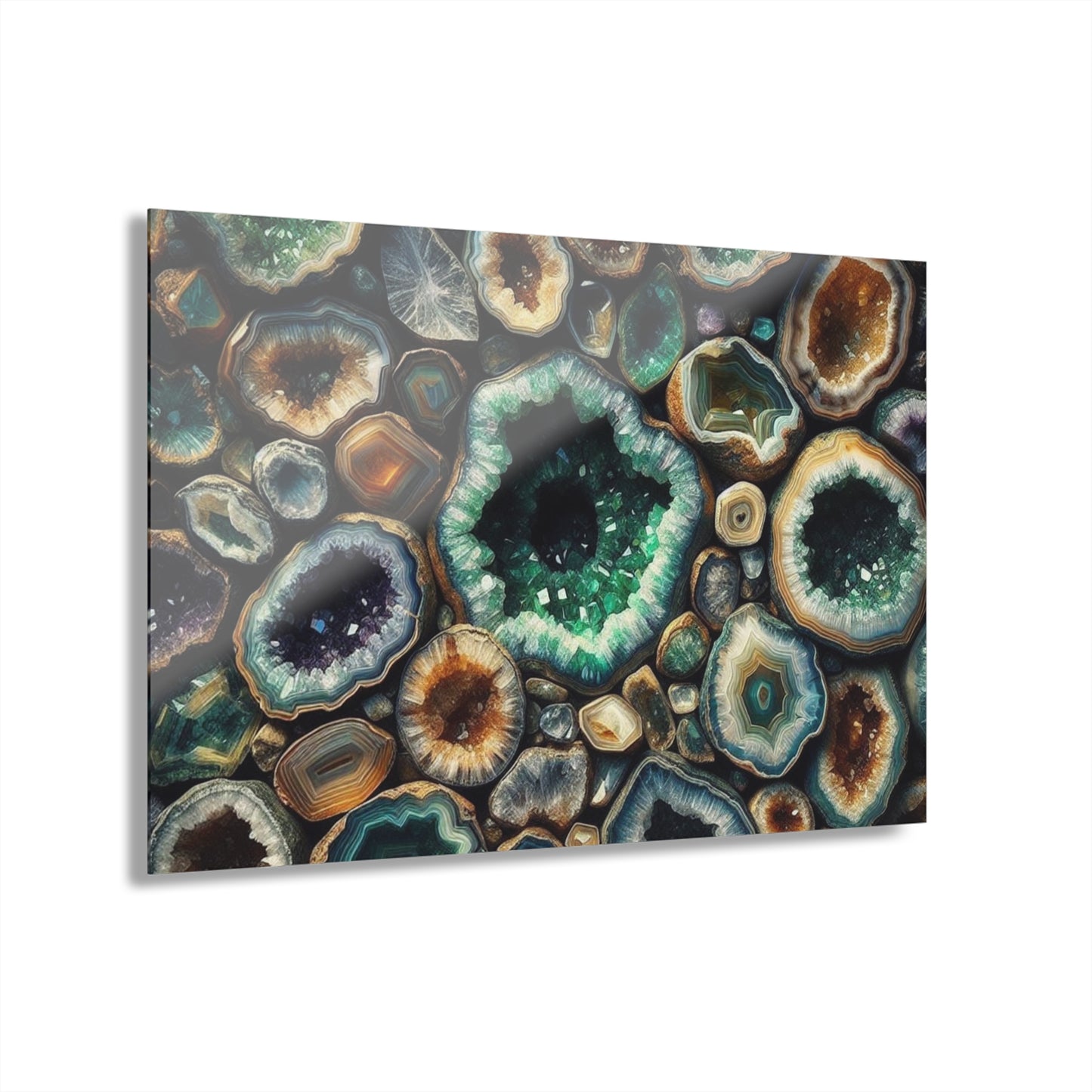Large Geode-Inspired Design Acrylic Print with French Cleat Agate Marble-look Nature Wall Art Rock Lover Relaxing Artwork Modern Home Decor