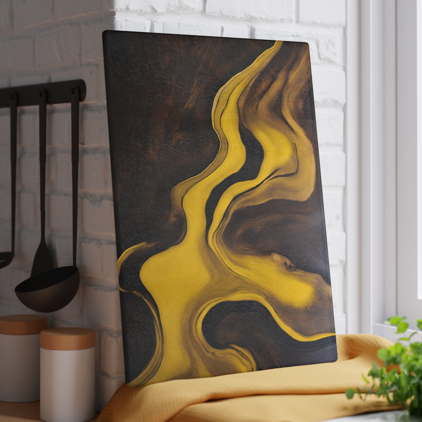 Kitchen Decor Glass Cutting Board Serving Tray with Wood-look Design Cutting Board Gift for Home Cook Fun Charcuterie Board