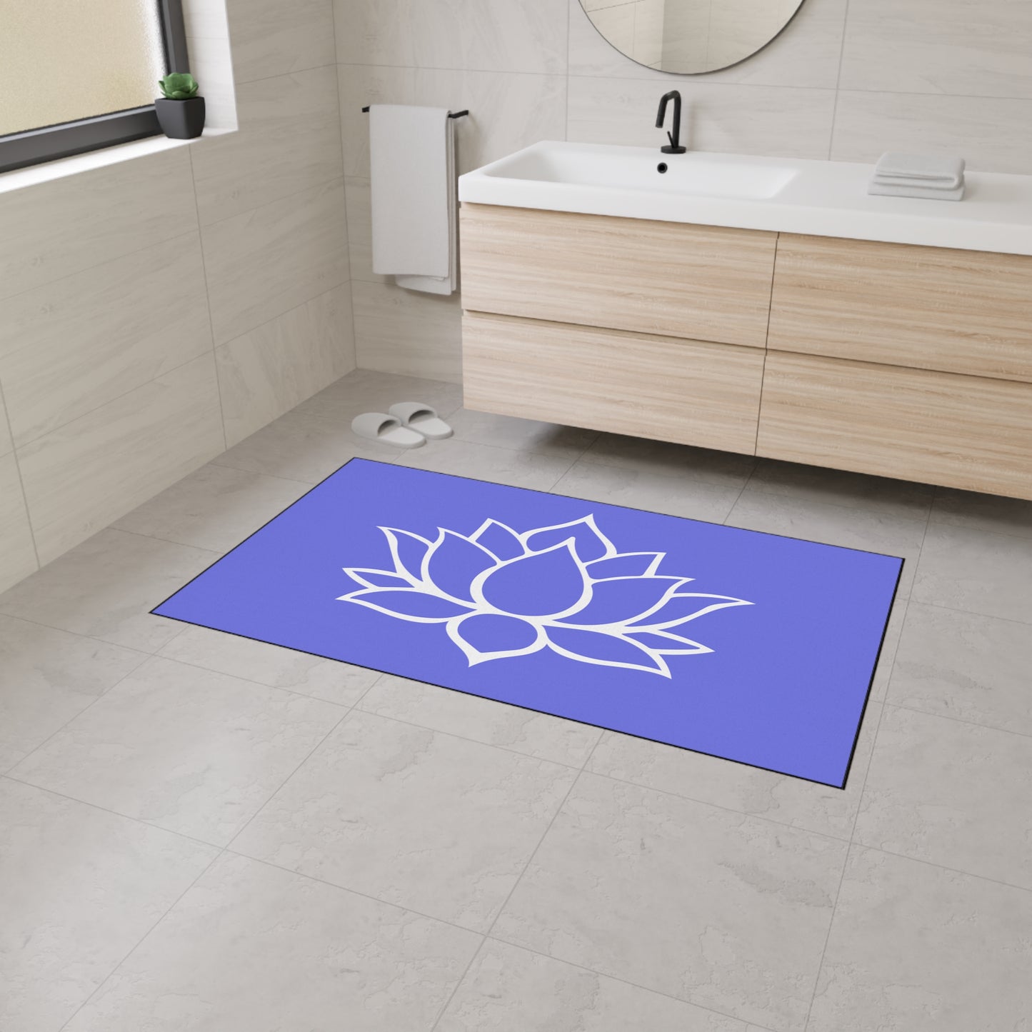 Decorative Heavy Duty Non-Slip Floor Mat Stylish Design Perfect for Entryway Kitchen Décor Lotus Blossom Floral Design Rug Bath Mat