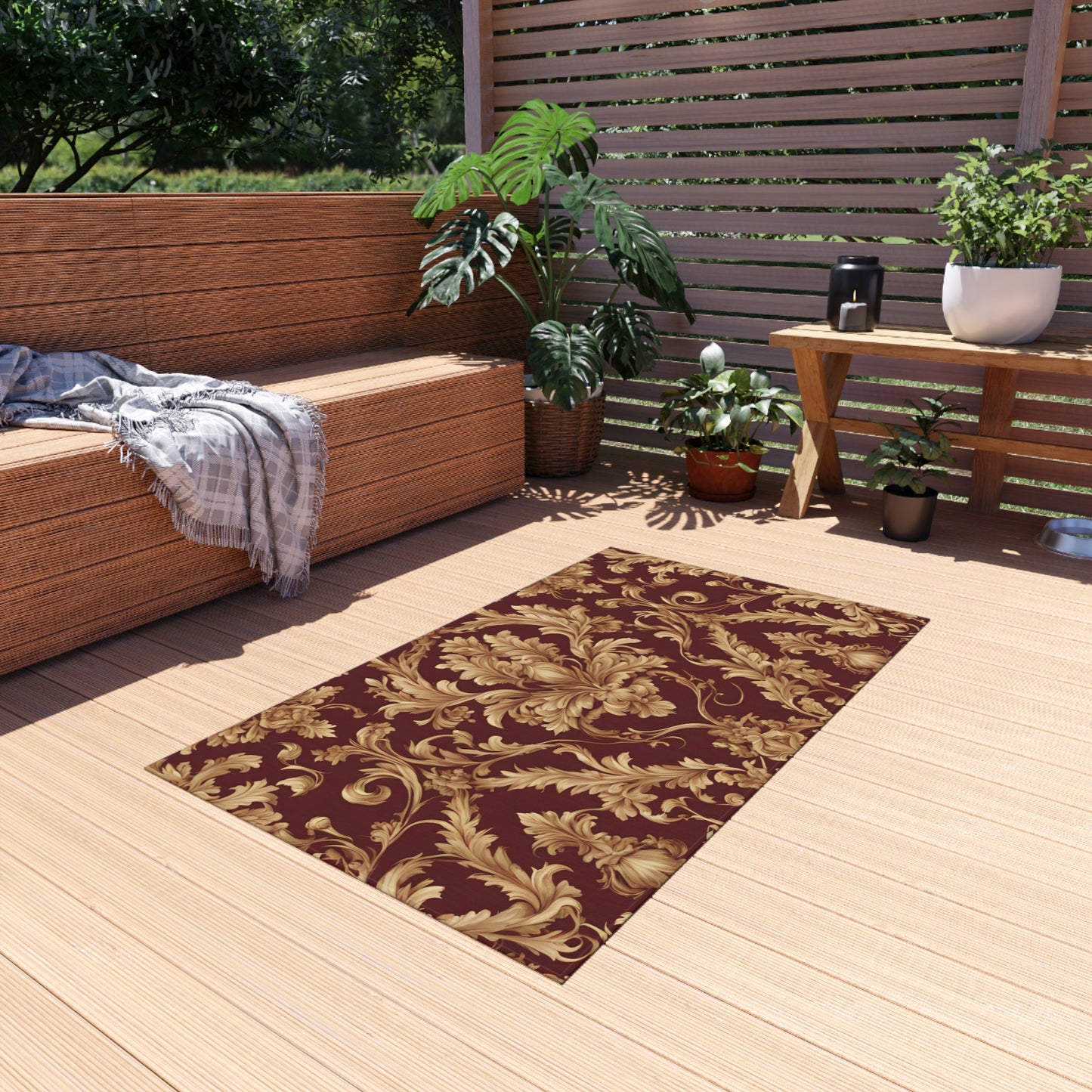 Chenille Outdoor Rug with No-Skid Backing Cozy Outdoor Carpet Patio Decor Gazebo Rug Pool Area Decor Outdoor Kitchen Carpet