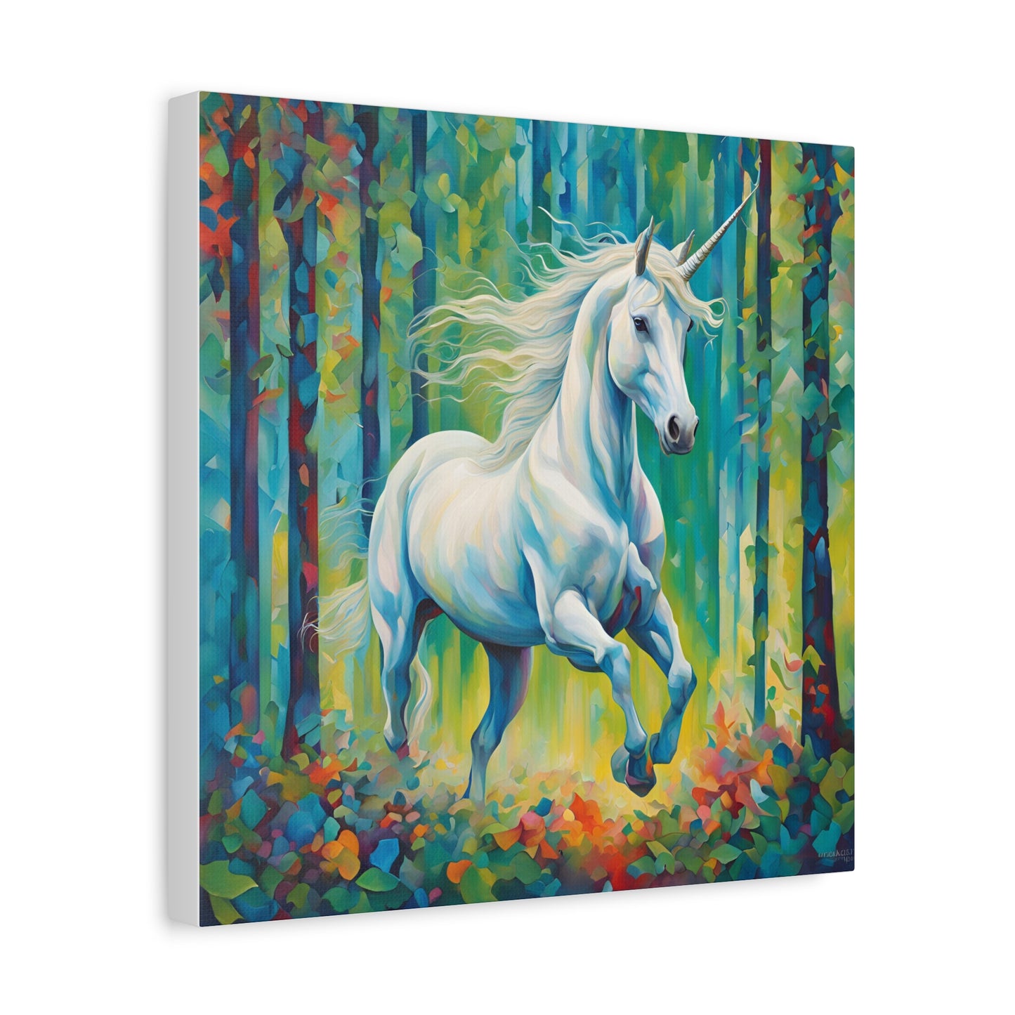 Unicorn Print Wall Art | Matte Canvas, Stretched, 1.25" | Fantasy Anime Modern Art Print Mystical Creature Gift