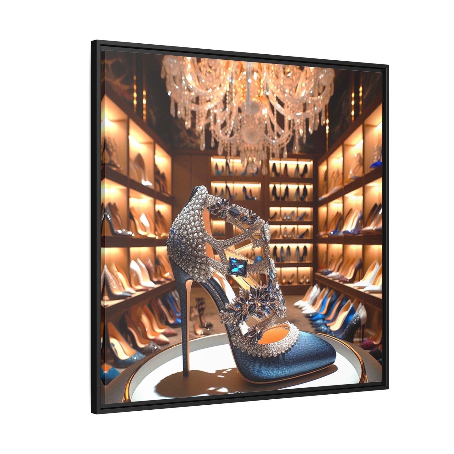 High Heel Shoe Framed Canvas Print Wall Art Unique Fashion Designer Style Haute Couture Shoe Lover Fashionista Gift Decor 3 Frame Colors