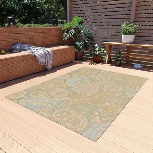 Floral Chenille Outdoor Rug with No-Skid Backing Cozy Outdoor Carpet Patio Decor Gazebo Beachy Rug Pool Area Decor Outdoor Kitchen Carpet
