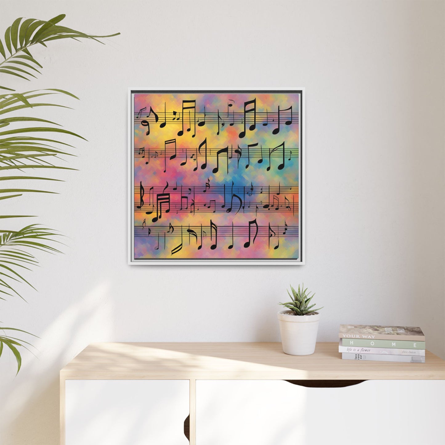 Modern Music-Themed Print Abstract Design Unique Framed Canvas Print Sheet Music Wall Art Music Lover Gift Decor 3 frame colors