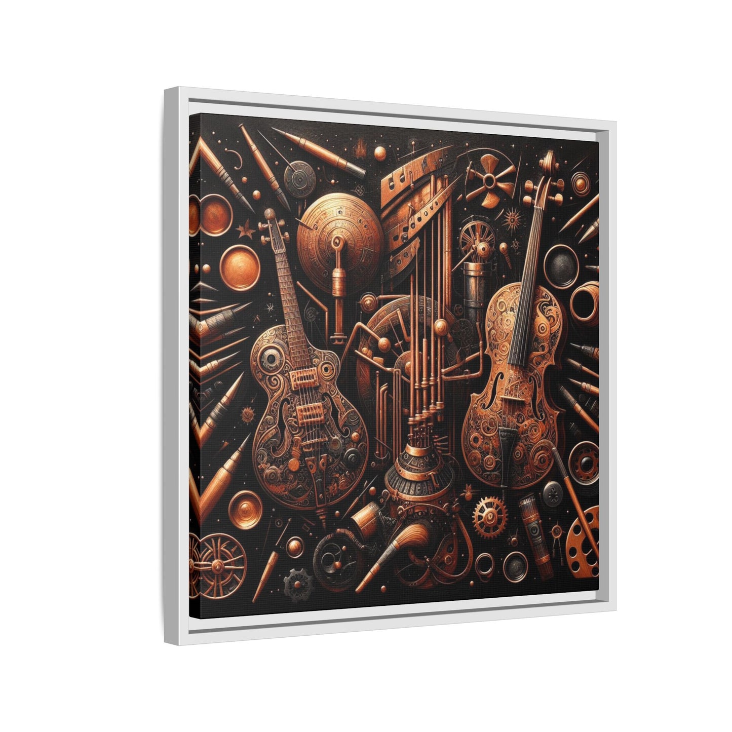 Modern Music-Themed Print Abstract Design Unique Framed Canvas Print Steampunk Wall Art Music Lover Gift Decor 3 frame colors
