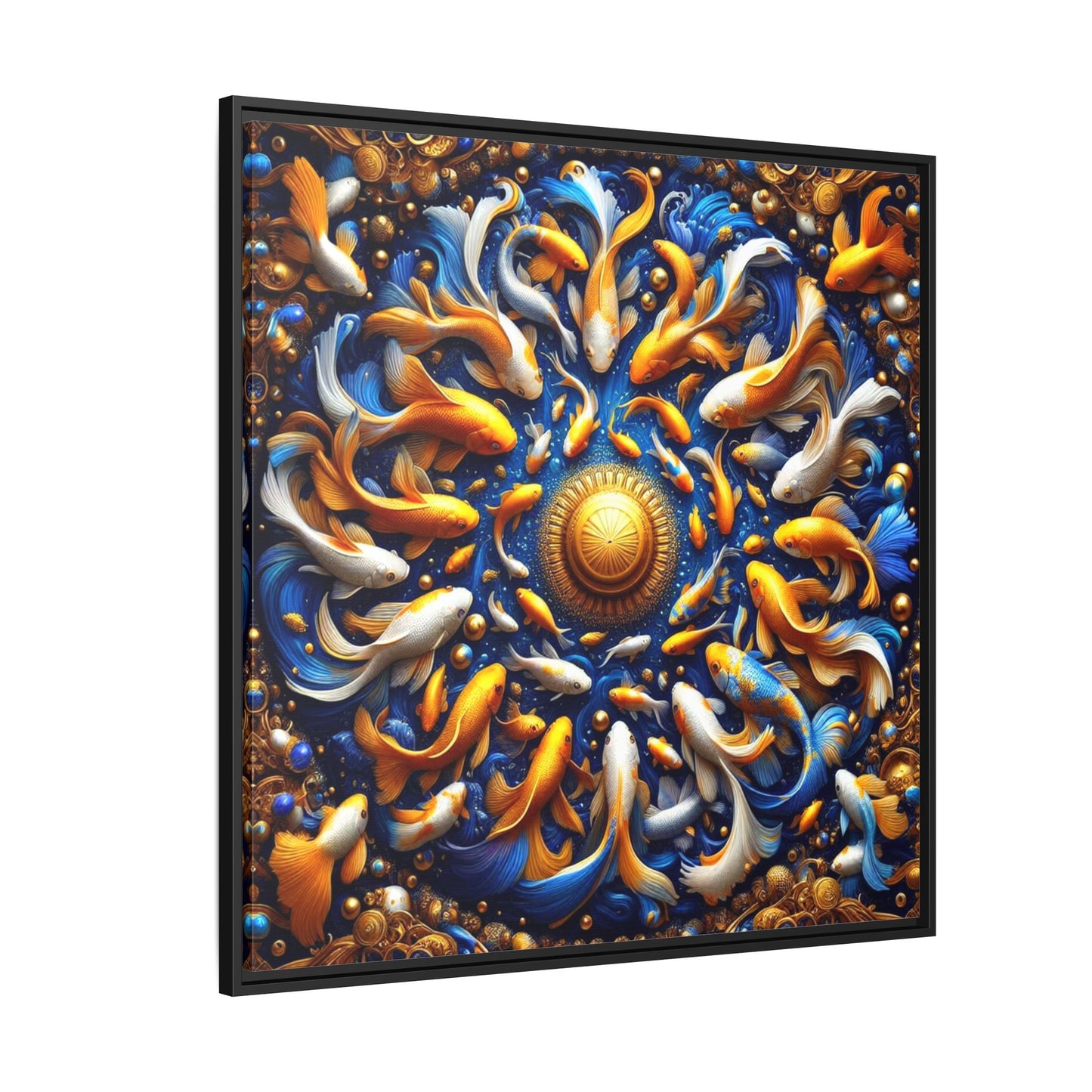 Koi Fish Framed Canvas Print Wall Art Unique Animal Lover Gift Fish Themed Print Goldfish Lover Decor 3 Frame Colors