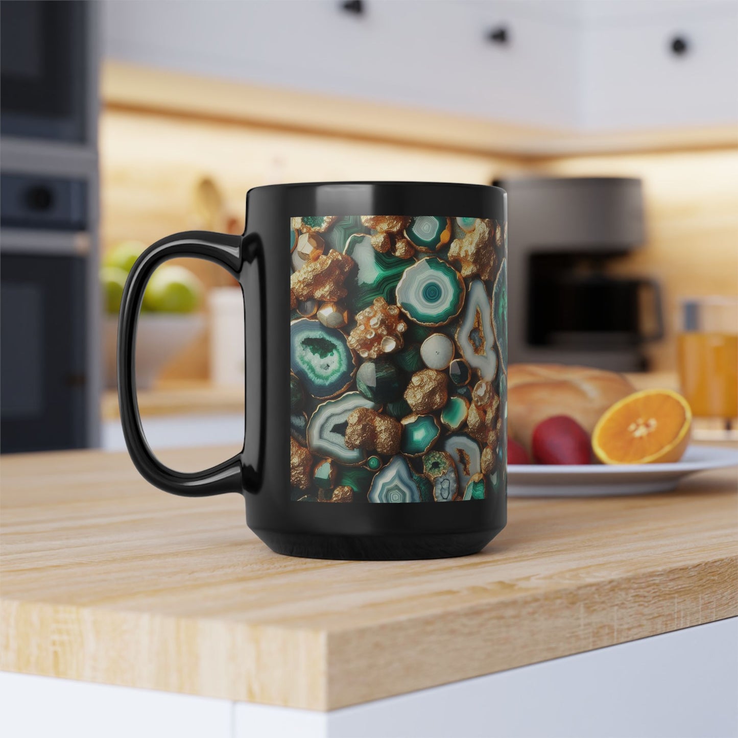 Ceramic Coffee Mug Quartz-Inspired Agate Image Nature Lover Ceramic Unique Colorful Teacup Geode Rock Gemstone Lover Ceramic 15 oz Mug