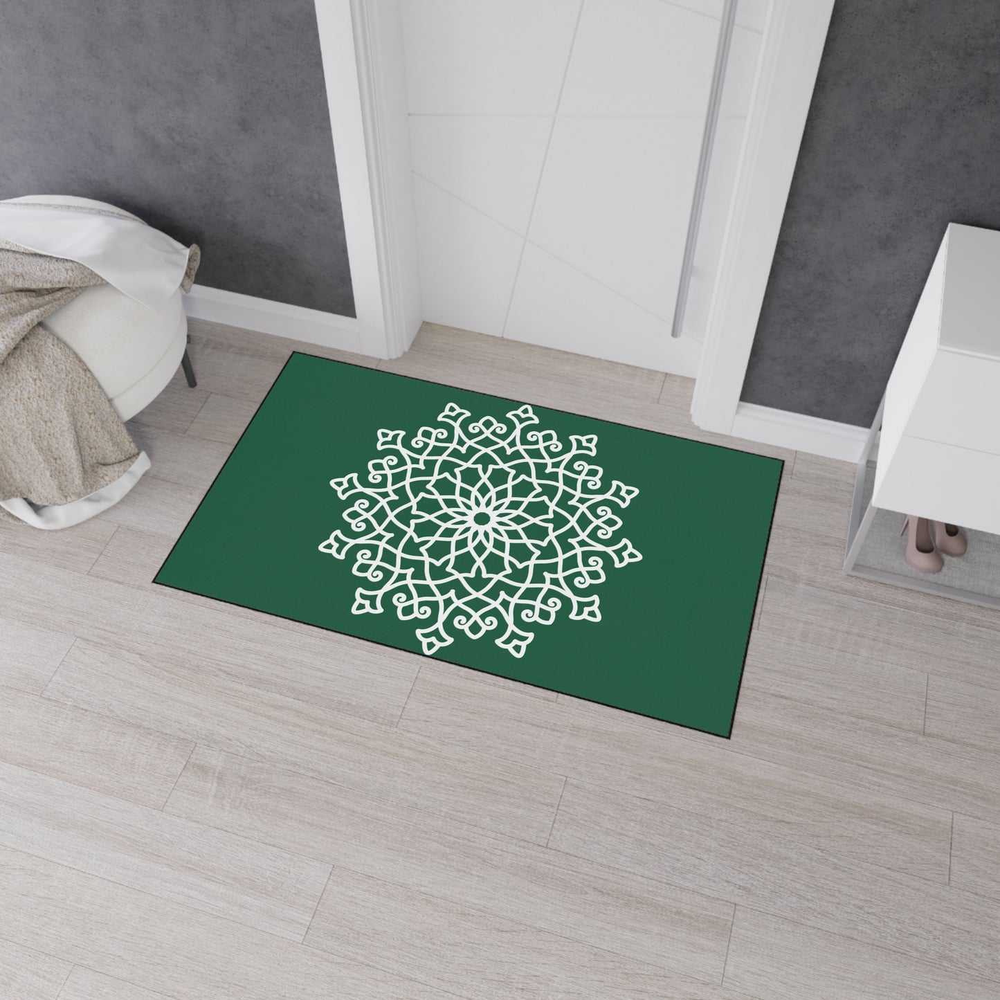 Decorative Heavy Duty Non-Slip Floor Mat Stylish Design Perfect for Entryway Kitchen Décor Green Floral Geometric Design Rug Bathroom Mat