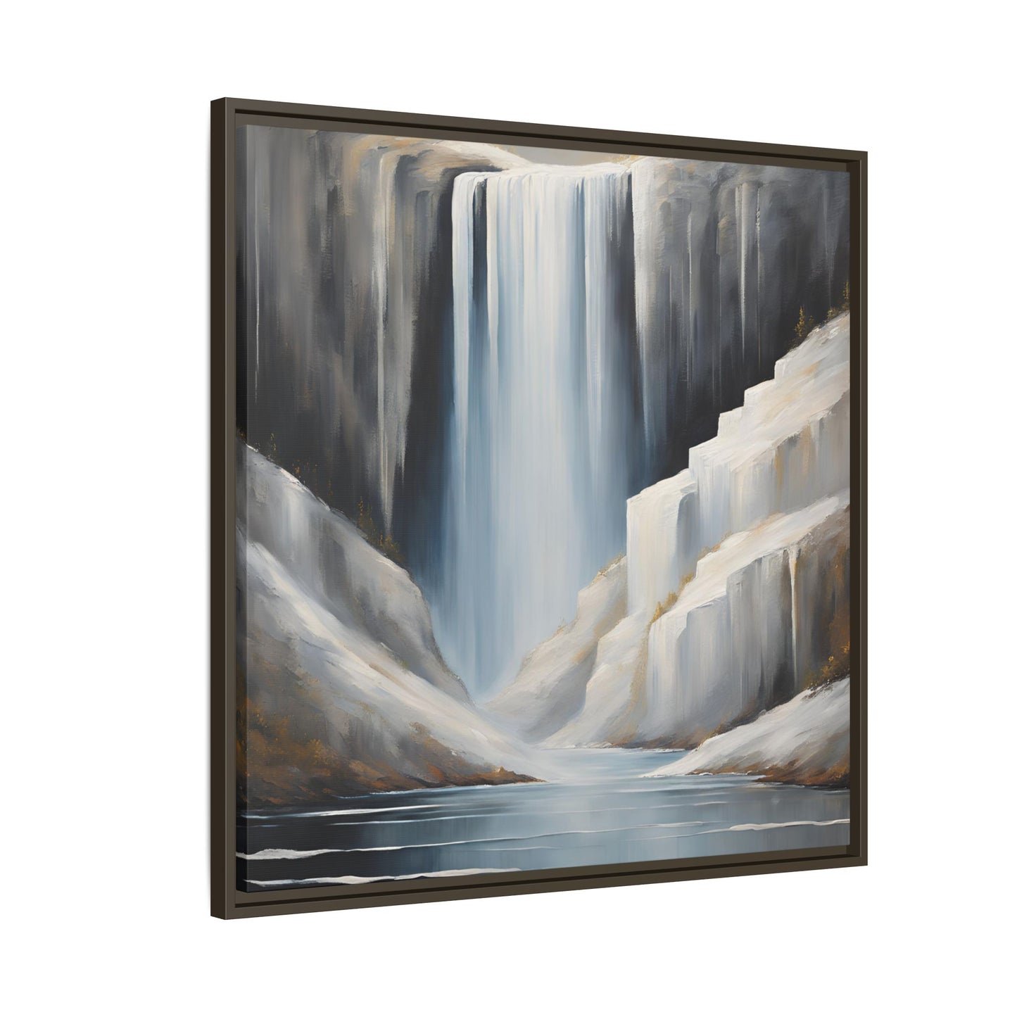 Modern Abstract Waterfall Design Unique Framed Canvas Wall Art Ocean Beach Gift Nature Lover Gift Mountain Landscape Gift 3 frame colors