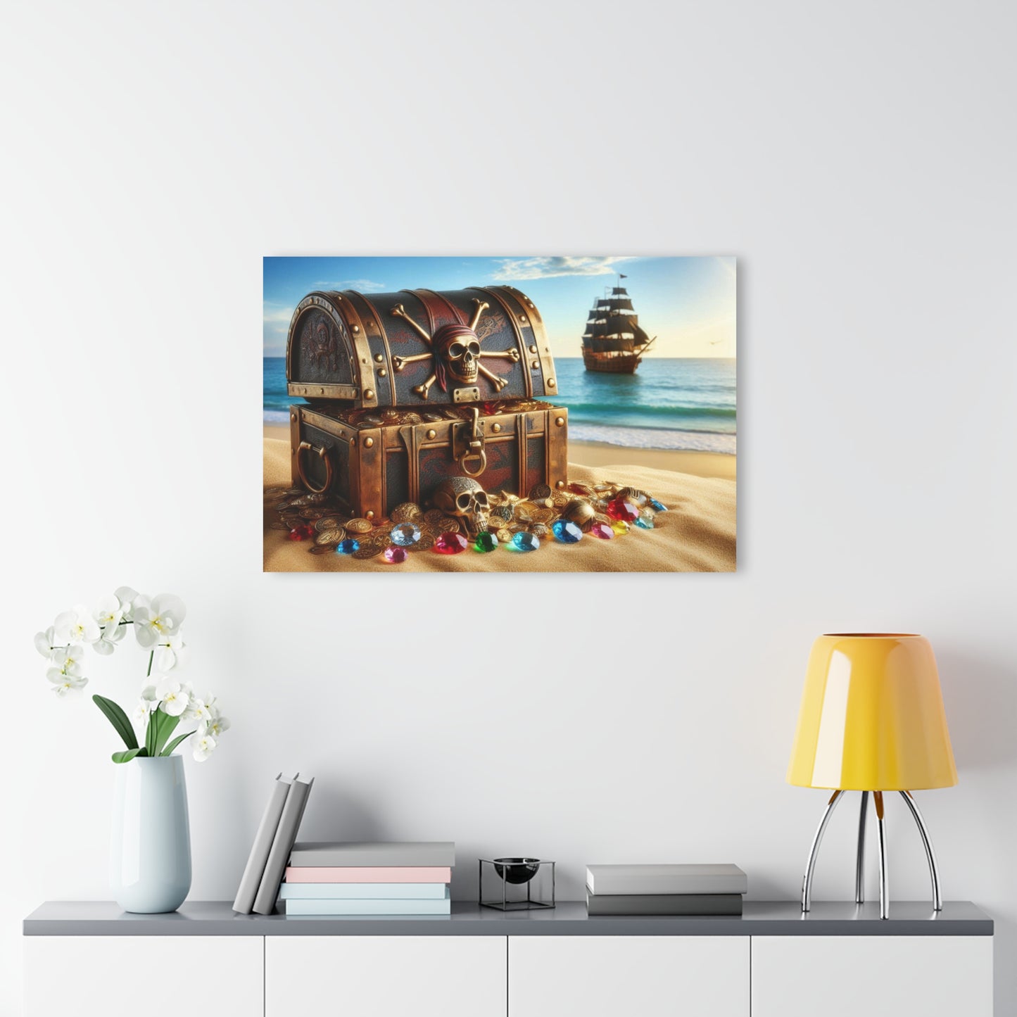 Pirate's Booty Tropical Island Treasure Ocean Vacation Acrylic Print Wall Art Outdoors Gift Beachy Nature Ship Artwork Modern Home Decor