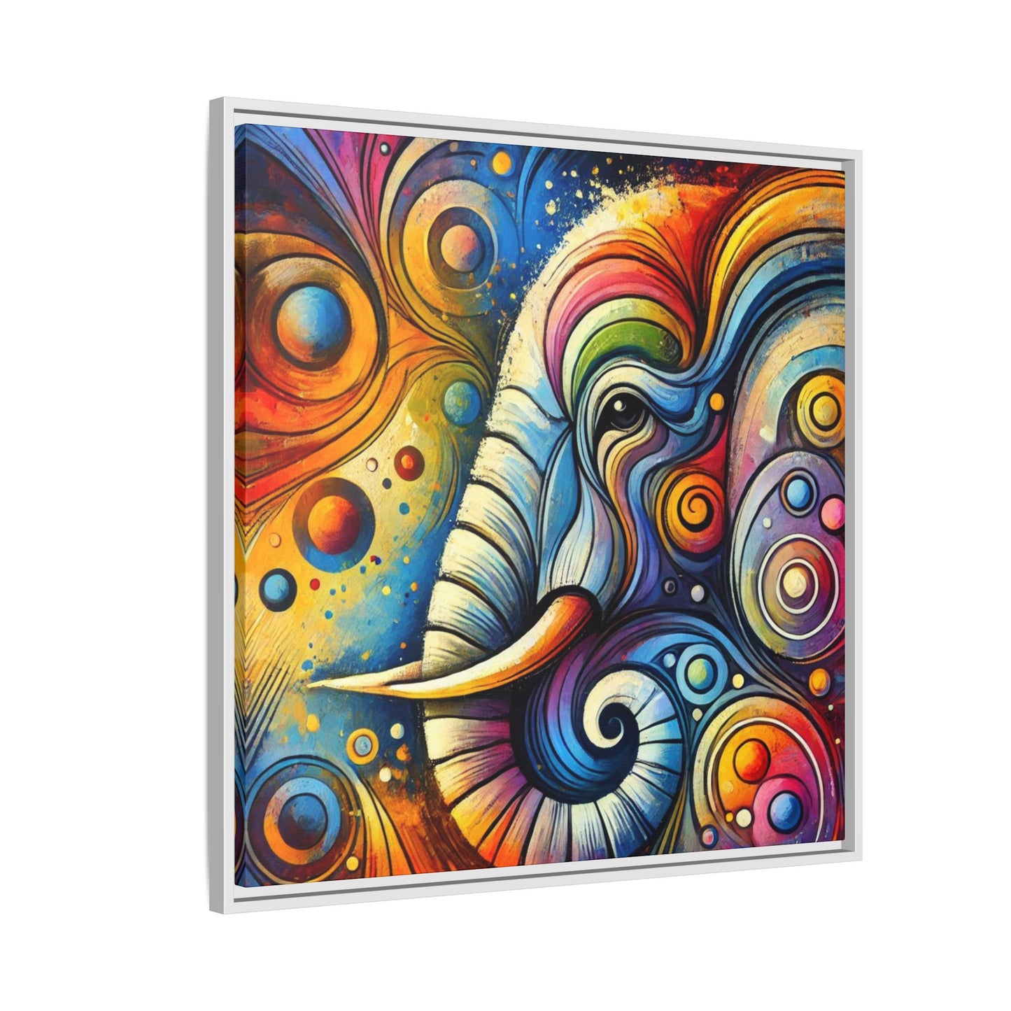 Modern Elephant Print Abstract Design Unique Framed Canvas Print African Wall Art Animal Lover Gift Nature Lover Decor 3 frame colors