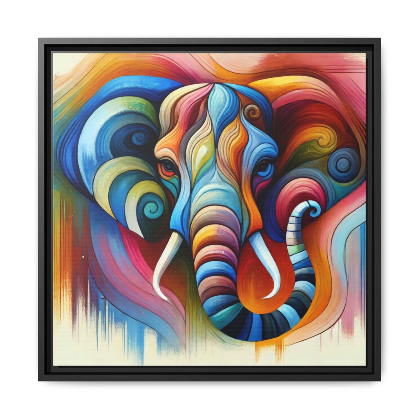 Modern Elephant Print Abstract Design Unique Framed Canvas Print African Wall Art Animal Lover Gift Nature Lover Decor 3 frame colors