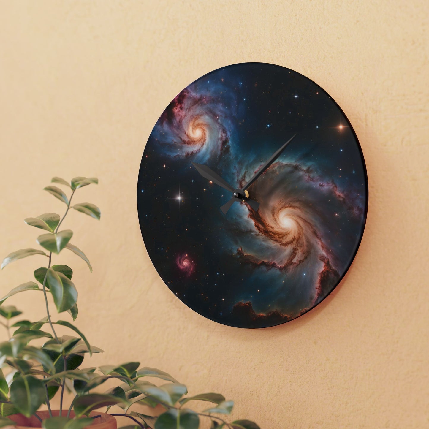 Celestial Deep Space Galaxy Design Acrylic Office Clock Unique Colorful Wall Clock for Kitchen or Living Room Outerspace Image Sci-Fi Gift