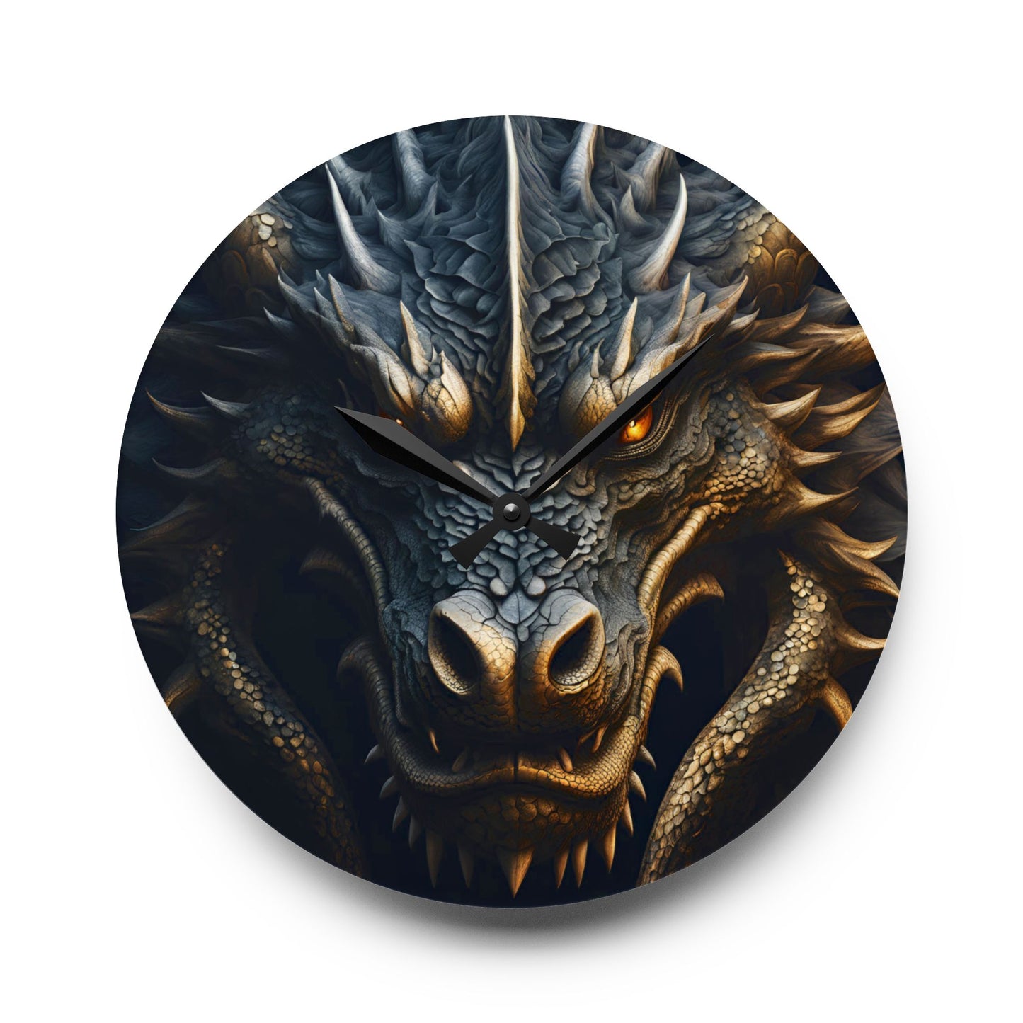 Dragon Design Acrylic Office Clock Unique Colorful Wall Clock for Kitchen or Living Room Sci-Fi Fantasy Mythical Creature Gift