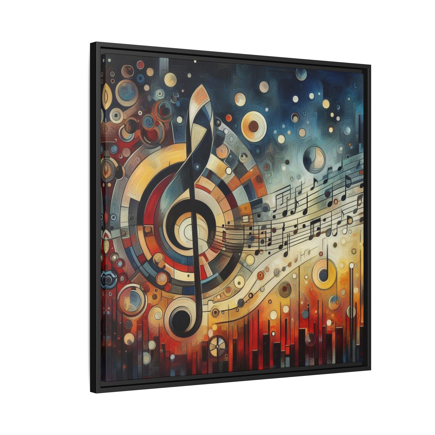 Modern Music-Themed Print Abstract Design Unique Framed Canvas Print Treble Clef Note Wall Art Music Lover Gift Decor 3 frame colors