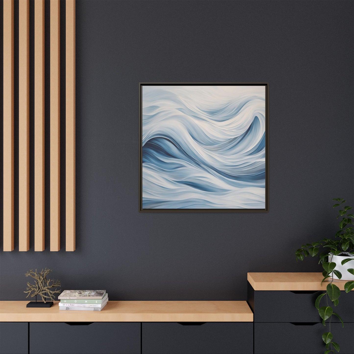 Modern Abstract Wave Design Unique Framed Print Canvas Wall Art Ocean Beach Gift Nature Lover Gift Underwater Sea Lover Gift 3 frame colors