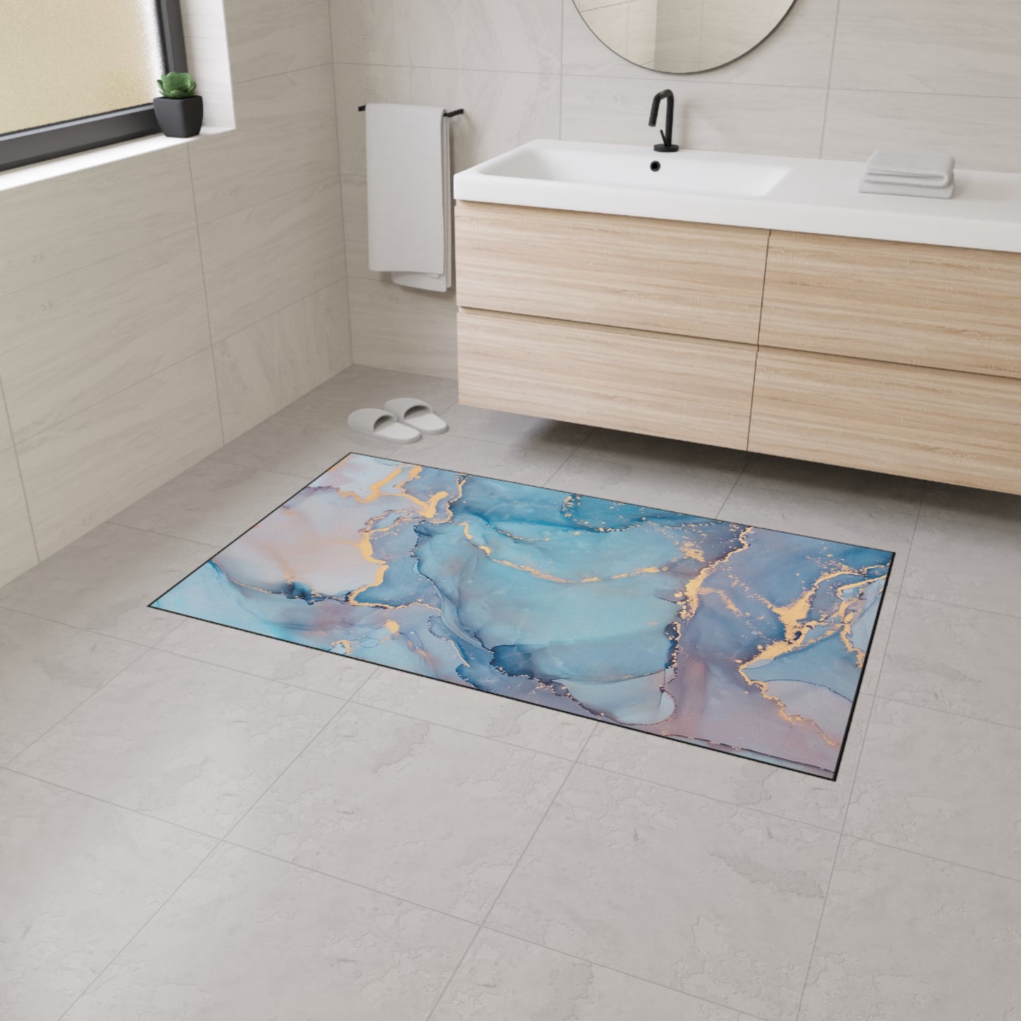 Decorative Heavy Duty Non-Slip Floor Mat Stylish Design Perfect for Entryway Kitchen Décor Marble Agate Design Rug Bathroom Mat