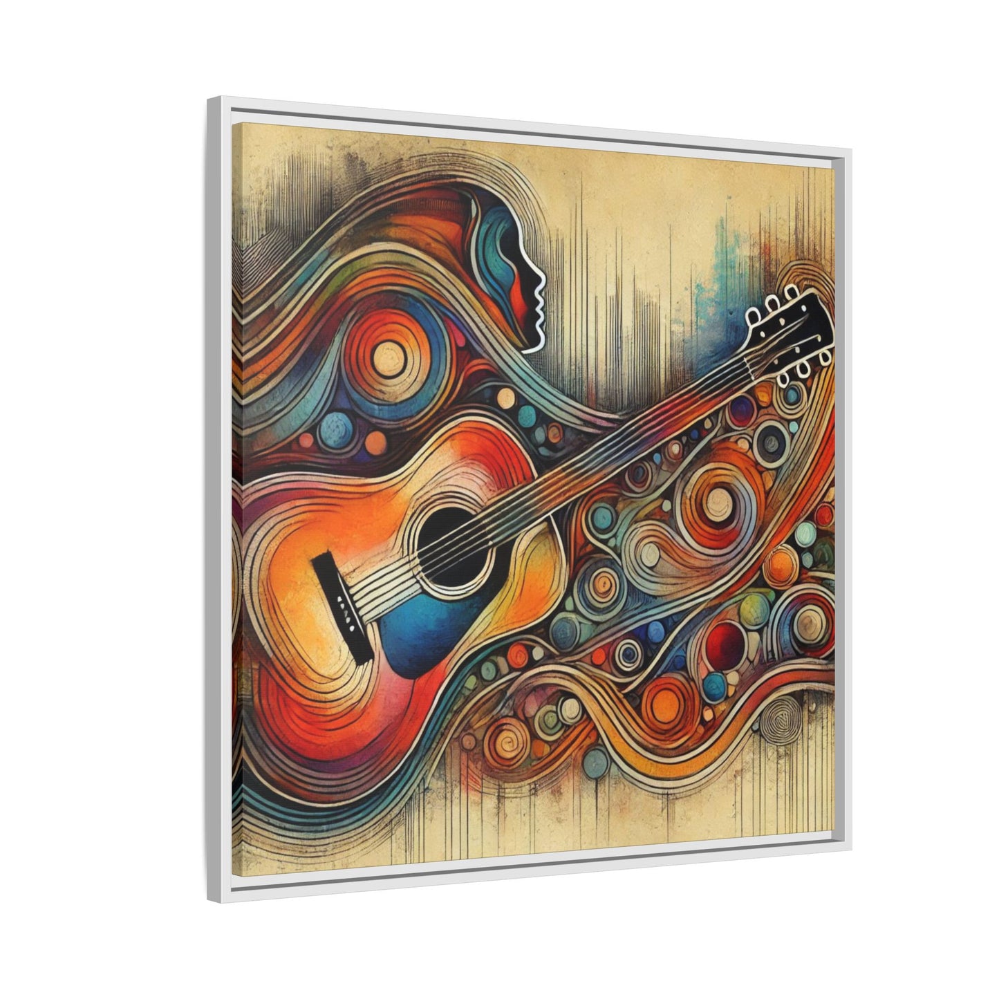 Modern Music-Themed Print Abstract Design Unique Framed Canvas Print Guitar Wall Art Music Lover Gift Decor 3 frame colors