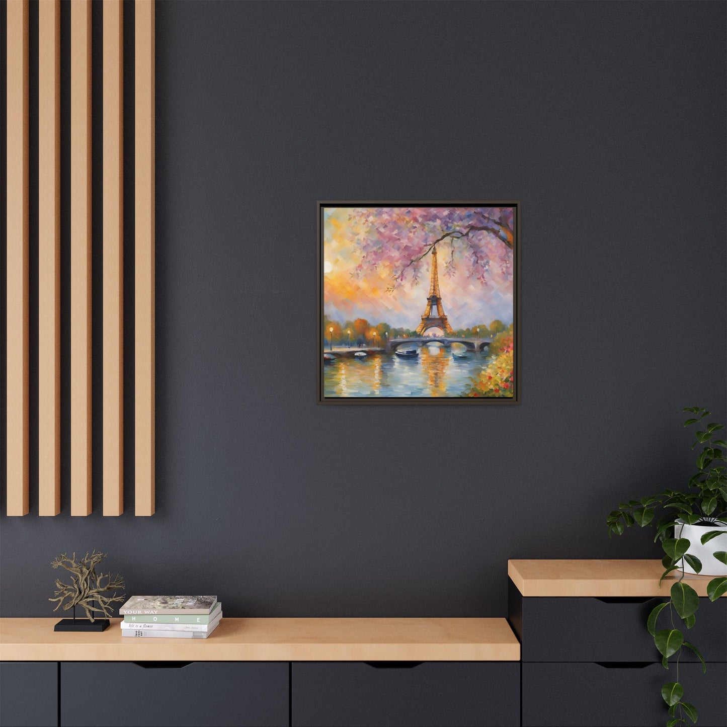 Modern Abstract Eiffel Tower Design Unique Framed Canvas Landscape Wall Art Paris France Gift Nature Lover Gift 3 frame colors