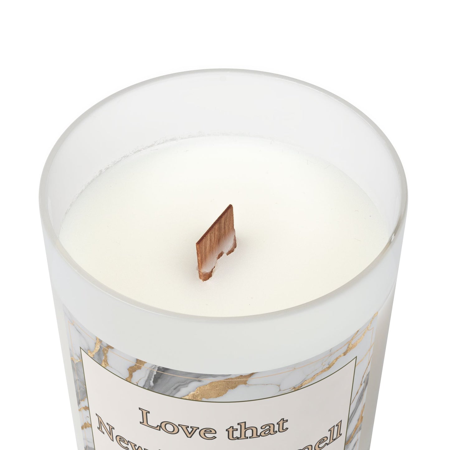 Artisanal Coconut Soy Frosted Glass Candle with Wooden Wick and Raw Maple Lid 11 oz Hand Poured Candle for New Home Owner 50 hrs burn time