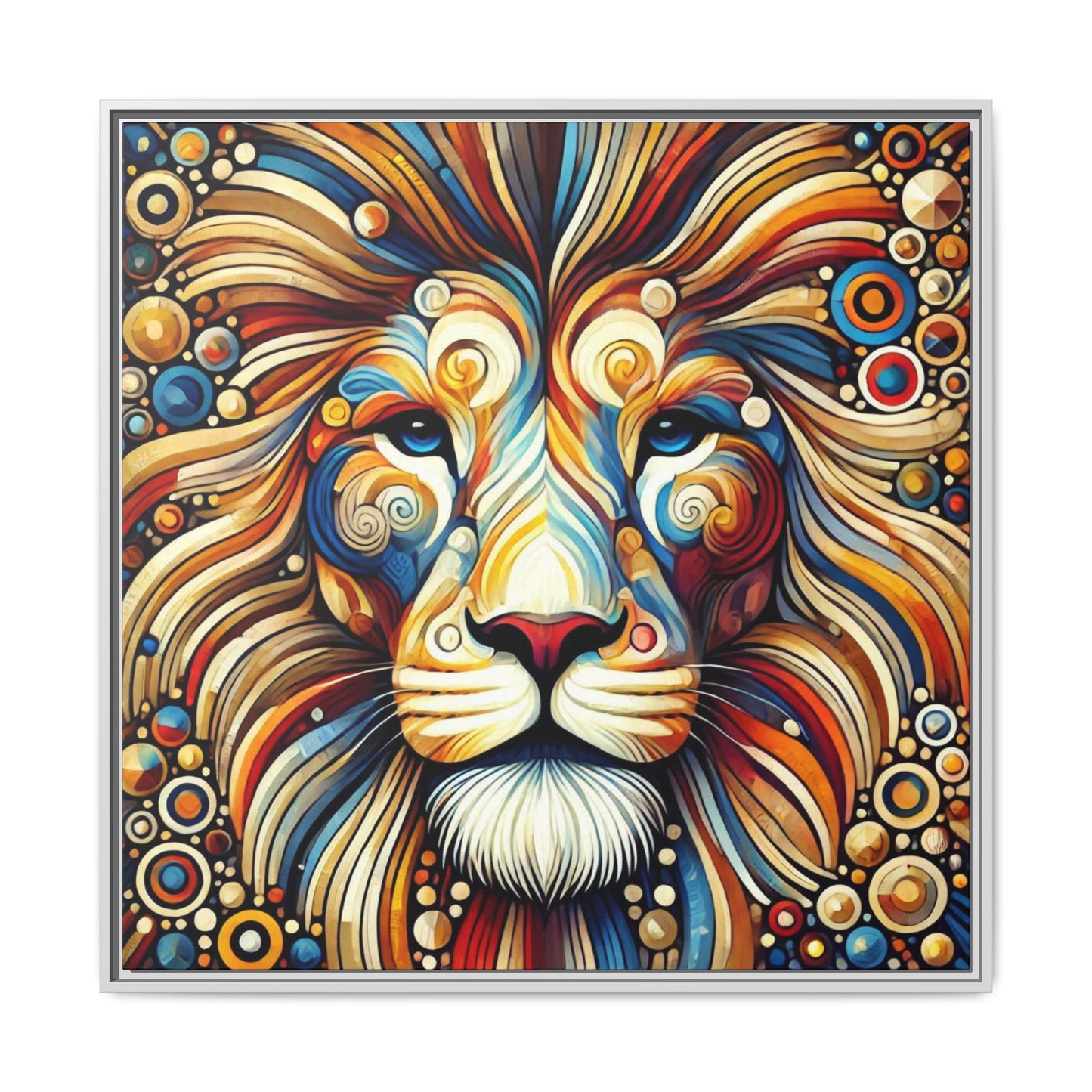 Modern Lion Print Abstract Design Unique Framed Canvas Print King of Jungle Wall Art Animal Lover Gift Nature Lover Decor 3 frame colors