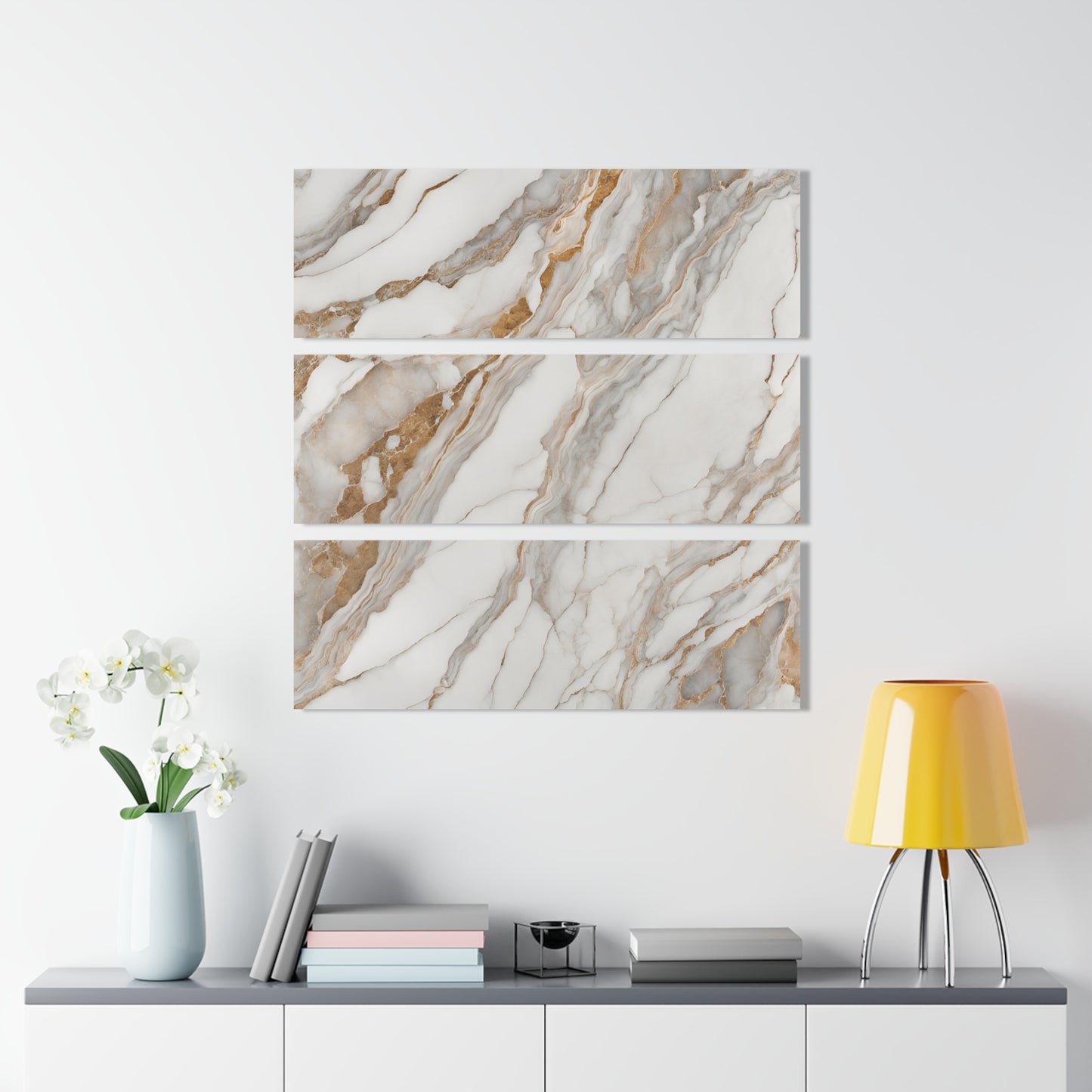 Acrylic Calacatta Quartz-Inspired Marble-look Design Triptych 3-Panel Acrylic Print Wall Art Nature Lover Gift Geology Rock Lover Gift