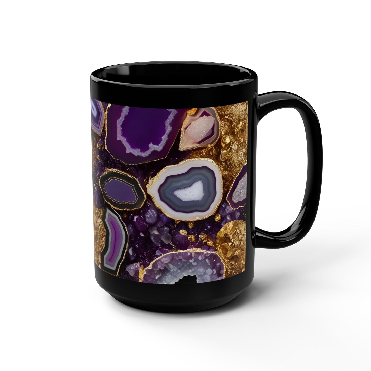 Ceramic Coffee Mug Purple Amethyst Quartz-Inspired Image Nature Rock Lover Ceramic Tea Cup Geode Inspired Agate Look Ceramic Mug