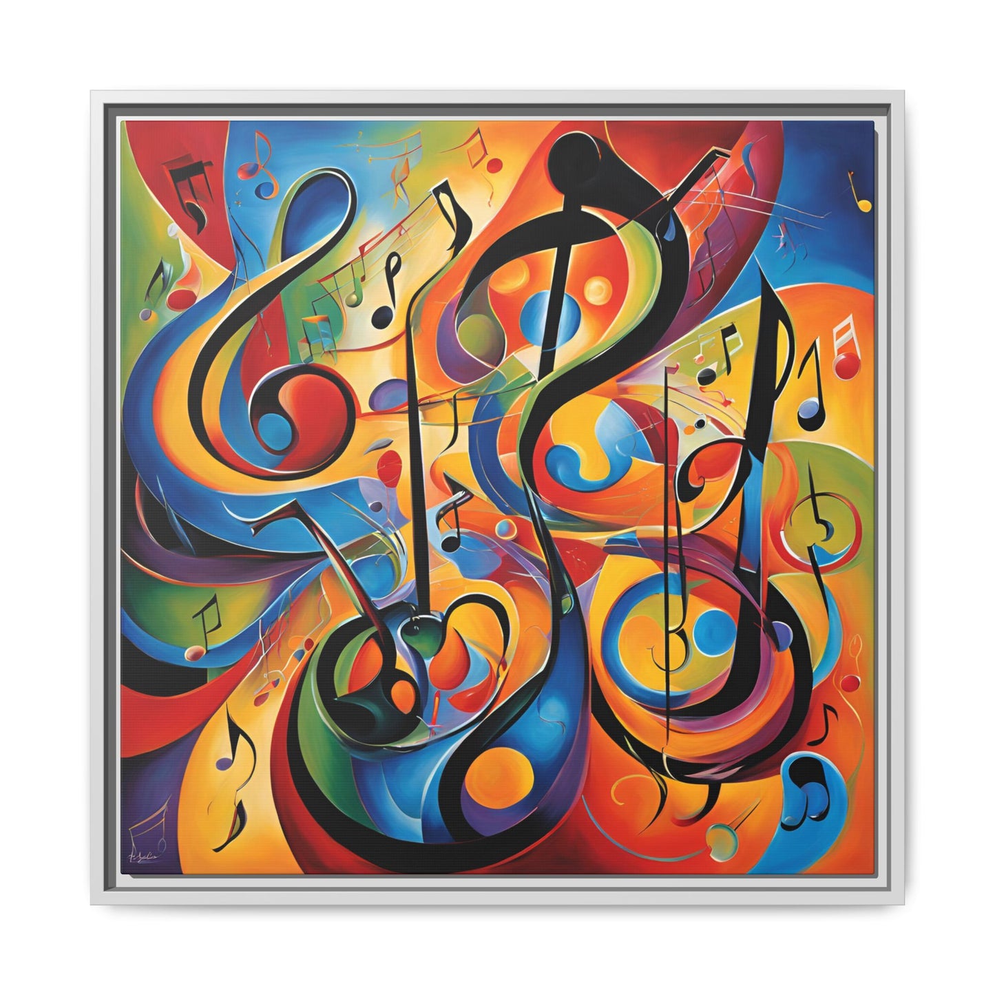 Modern Music-Themed Print Abstract Design Unique Framed Canvas Print Treble Clef Note Wall Art Music Lover Gift Decor 3 frame colors