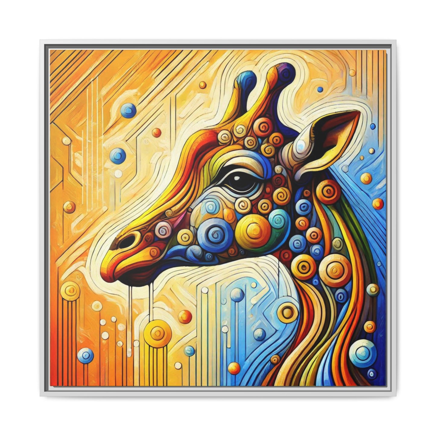 Modern Giraffe Print Abstract Design Unique Framed Canvas Print African Wall Art Animal Lover Gift Nature Lover Decor 3 frame colors