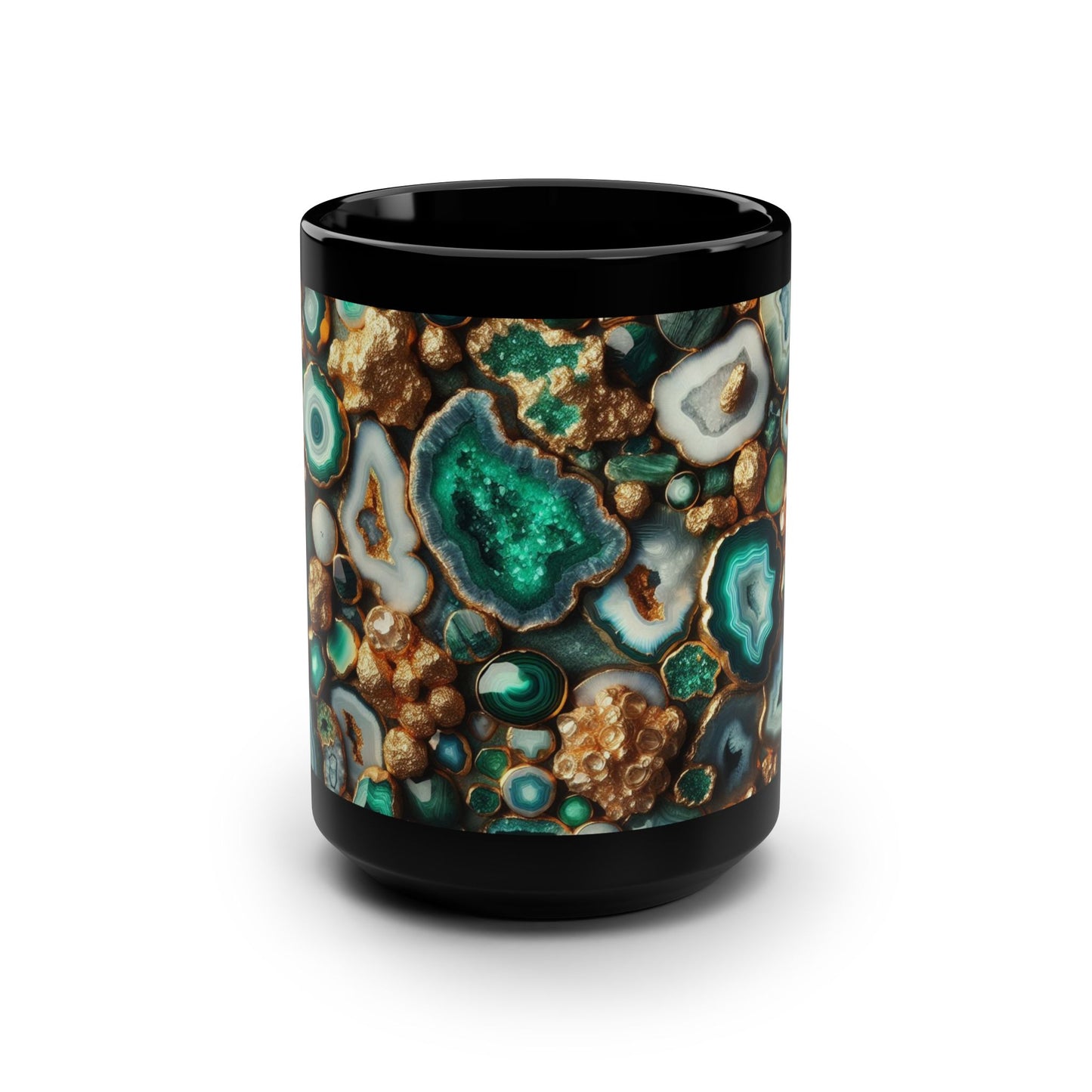 Ceramic Coffee Mug Quartz-Inspired Agate Image Nature Lover Ceramic Unique Colorful Teacup Geode Rock Gemstone Lover Ceramic 15 oz Mug